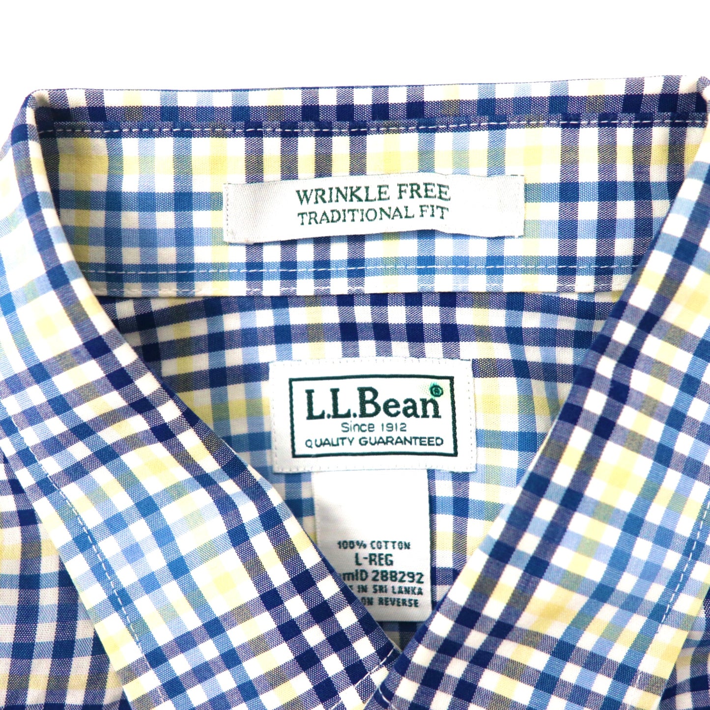 L.L.Bean ボタンダウンシャツ L ブルー チェック コットン