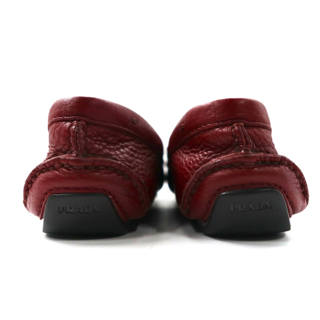 PRADA Driving Shoes Loafers 24cm Red Leather 1517 Made in Italy