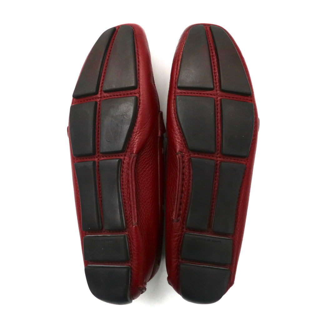 PRADA Driving Shoes Loafers 24cm Red Leather 1517 Made in Italy