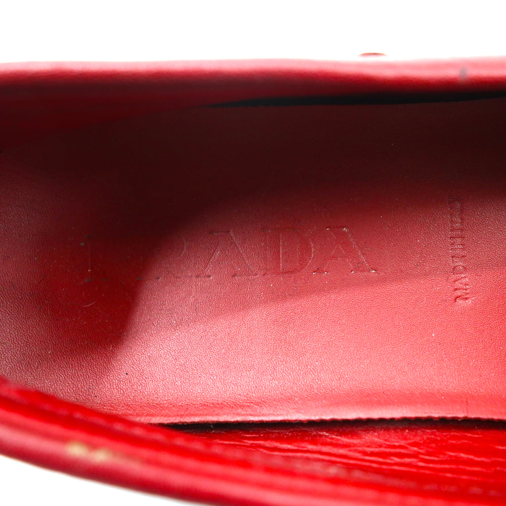 PRADA Driving Shoes Loafers 24cm Red Leather 1517 Made in Italy