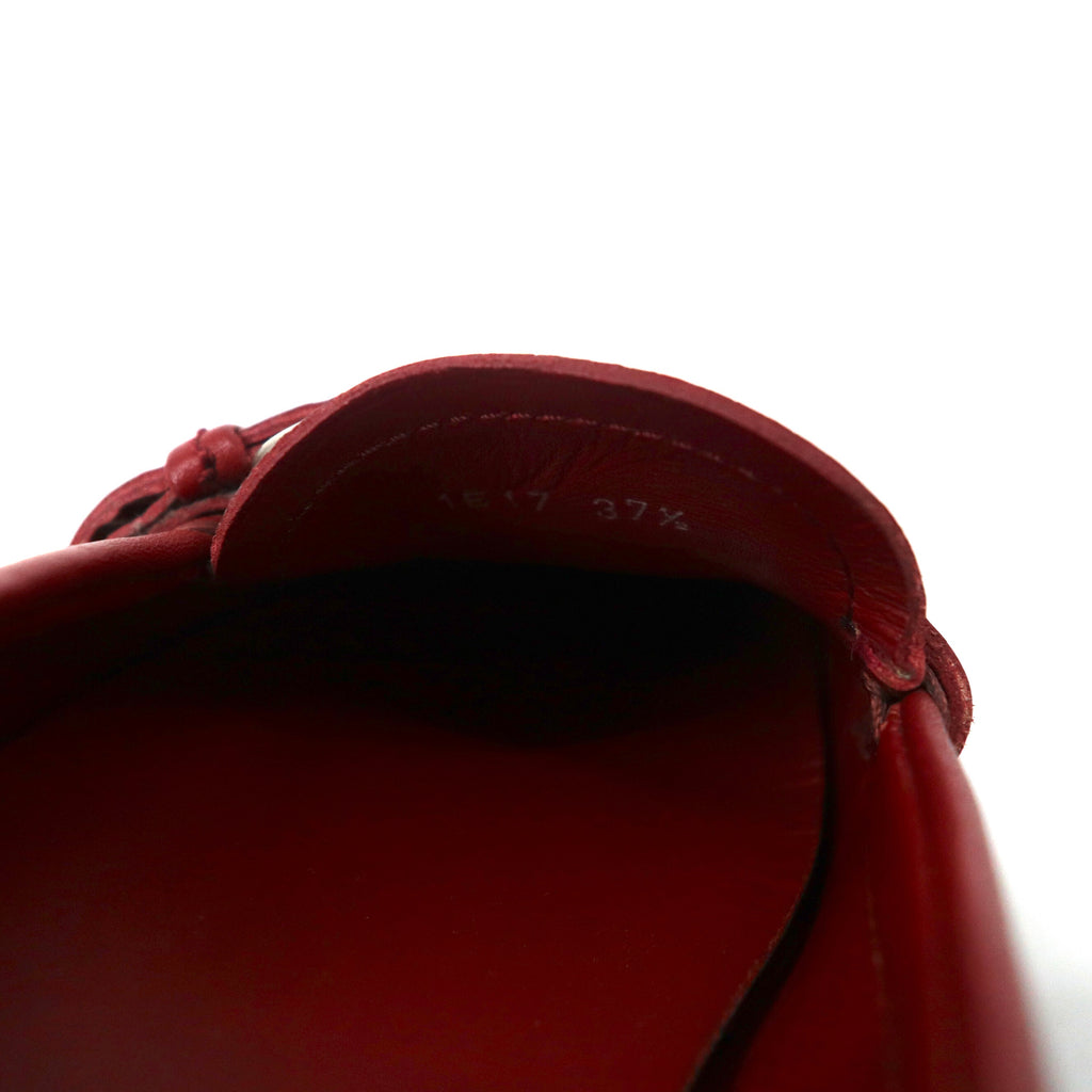 PRADA Driving Shoes Loafers 24cm Red Leather 1517 Made in Italy