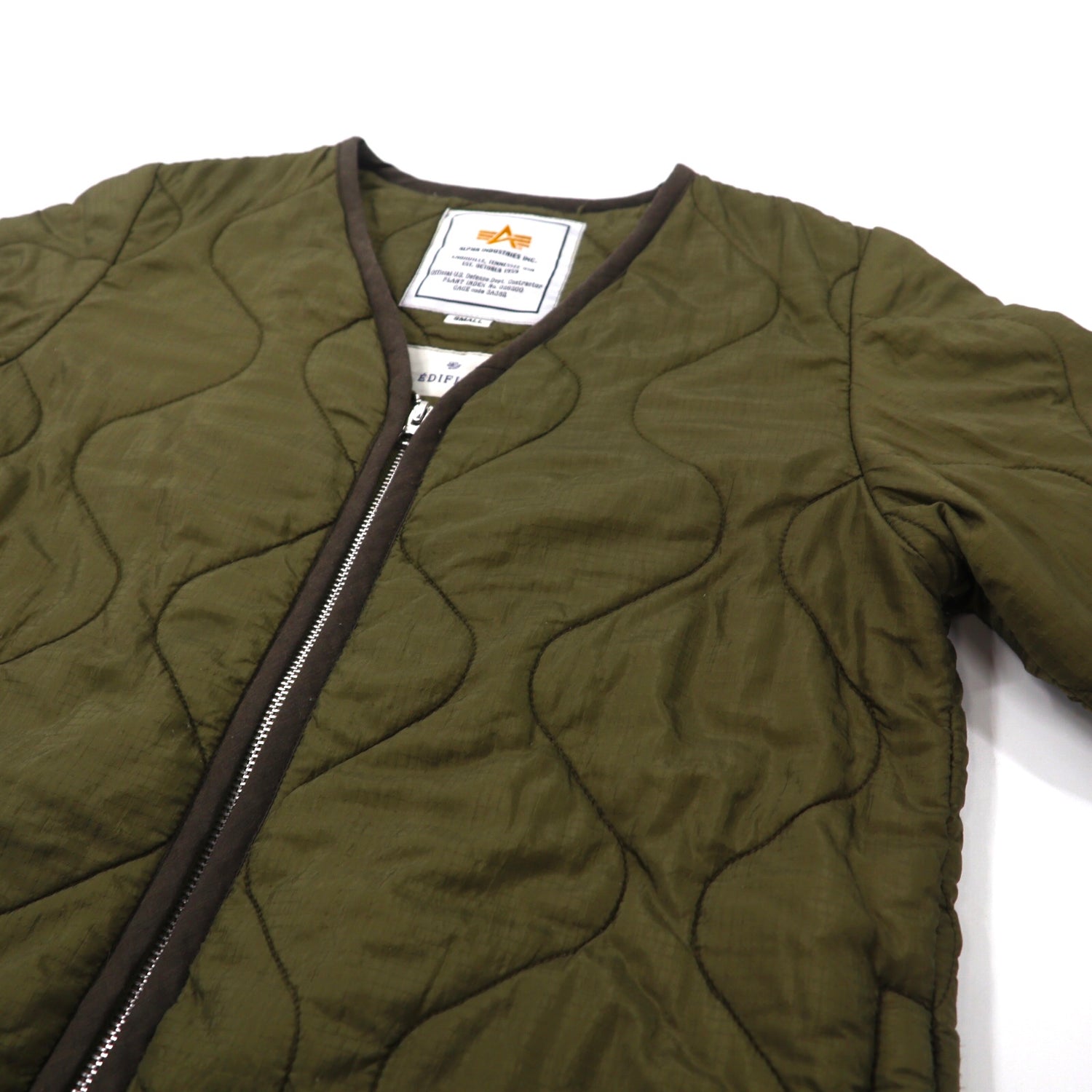 ALPHA × EDIFICE QUILTED JACKET S KHAKI Nylon – 日本然リトテ