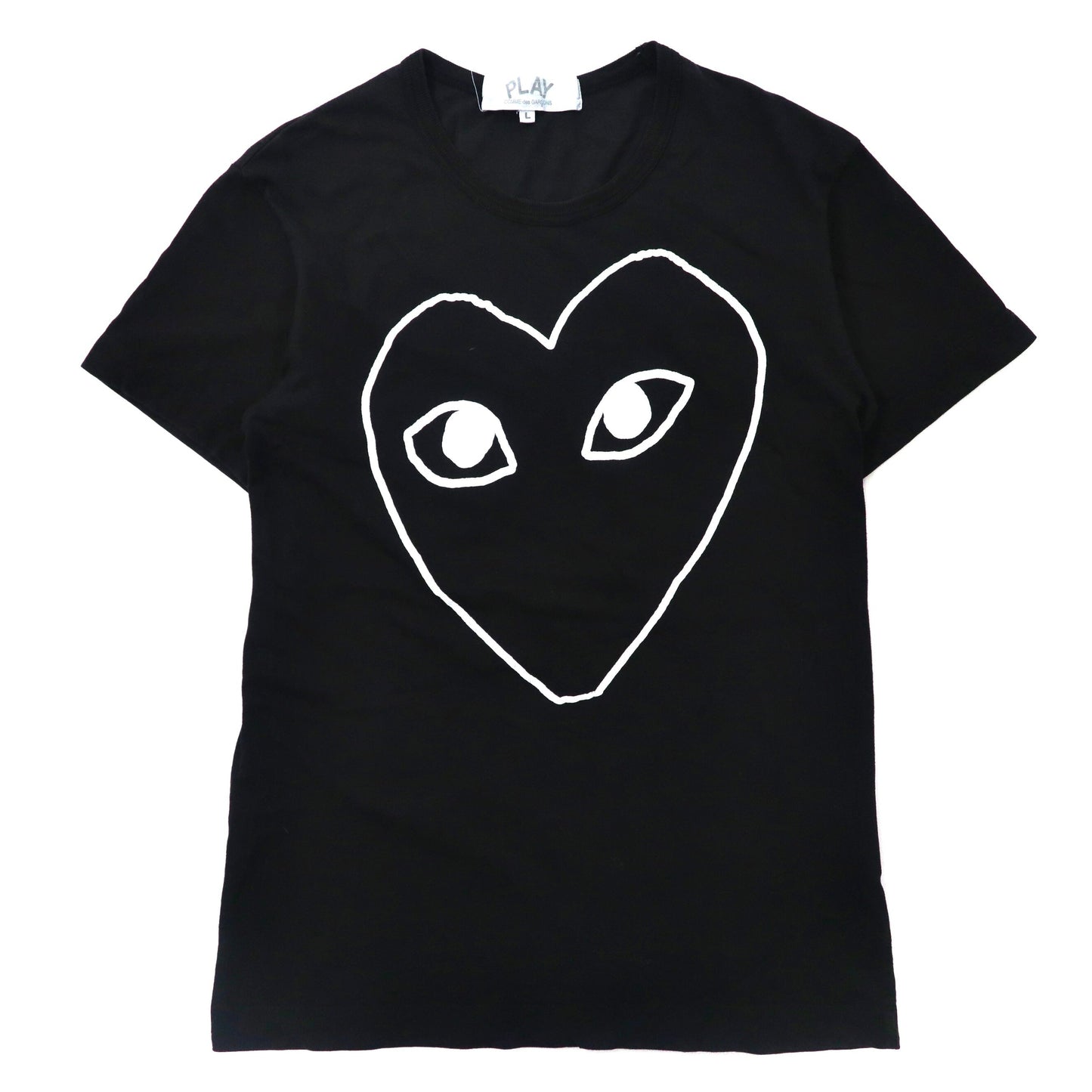 PLAY COMME des GARCONS プリント Tシャツ L ブラック コットン ロゴ ハート 日本製