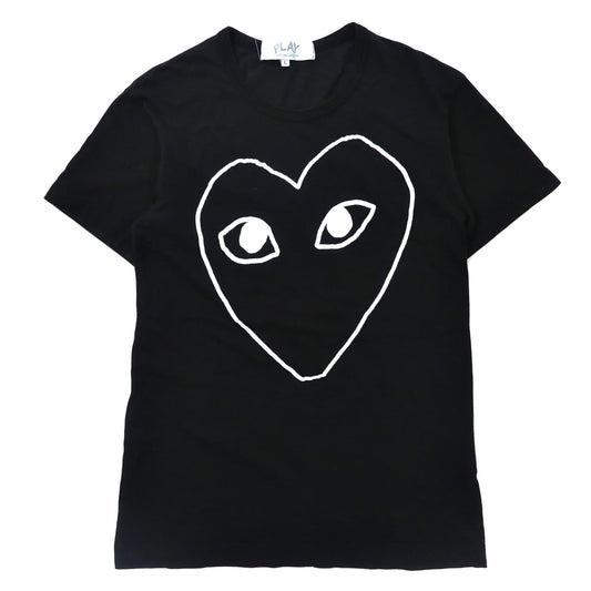 PLAY COMME des GARCONS プリント Tシャツ L ブラック コットン ロゴ ハート 日本製