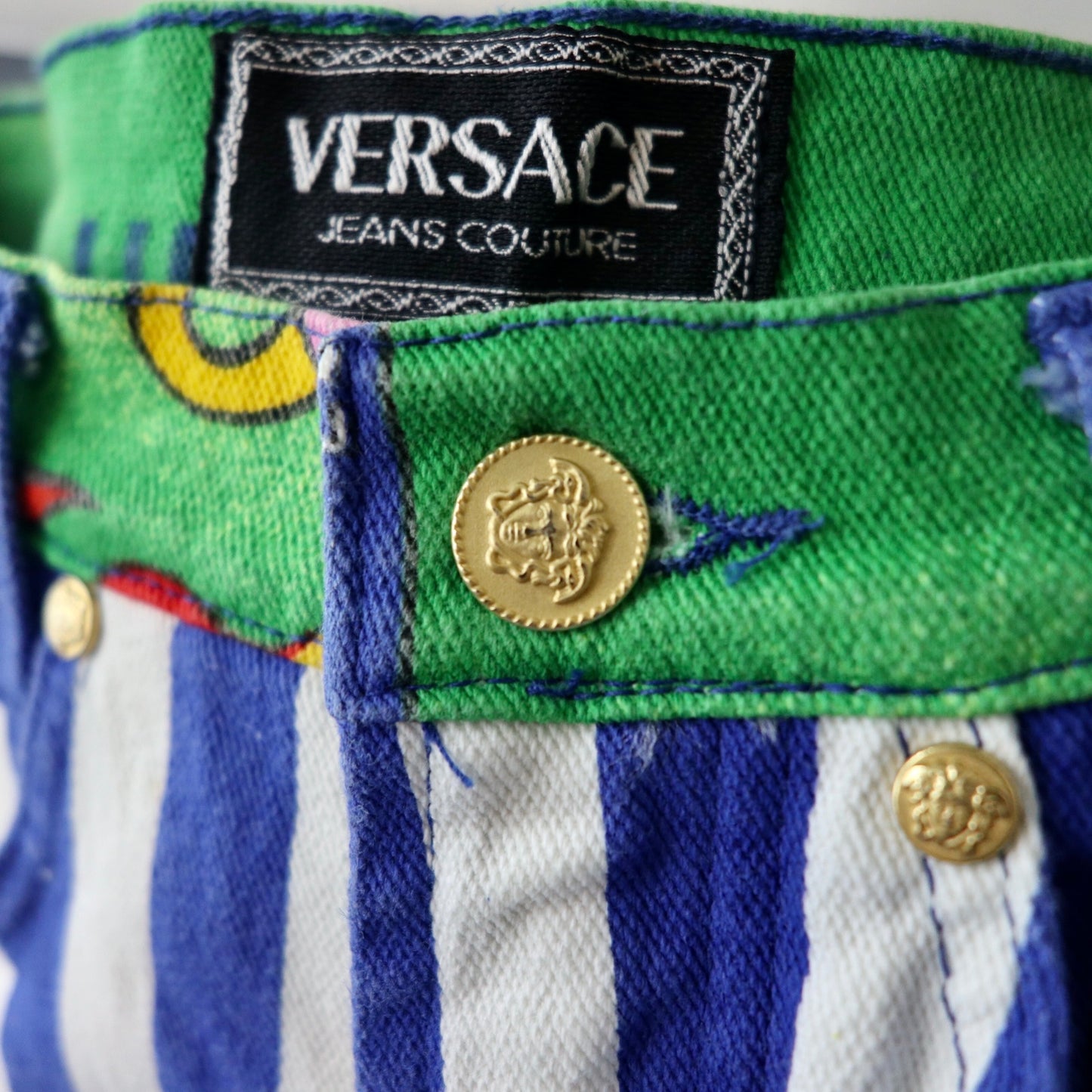 VERSACE JEANS COUTURE クレイジーパターンパンツ 26 ストライプ 総柄