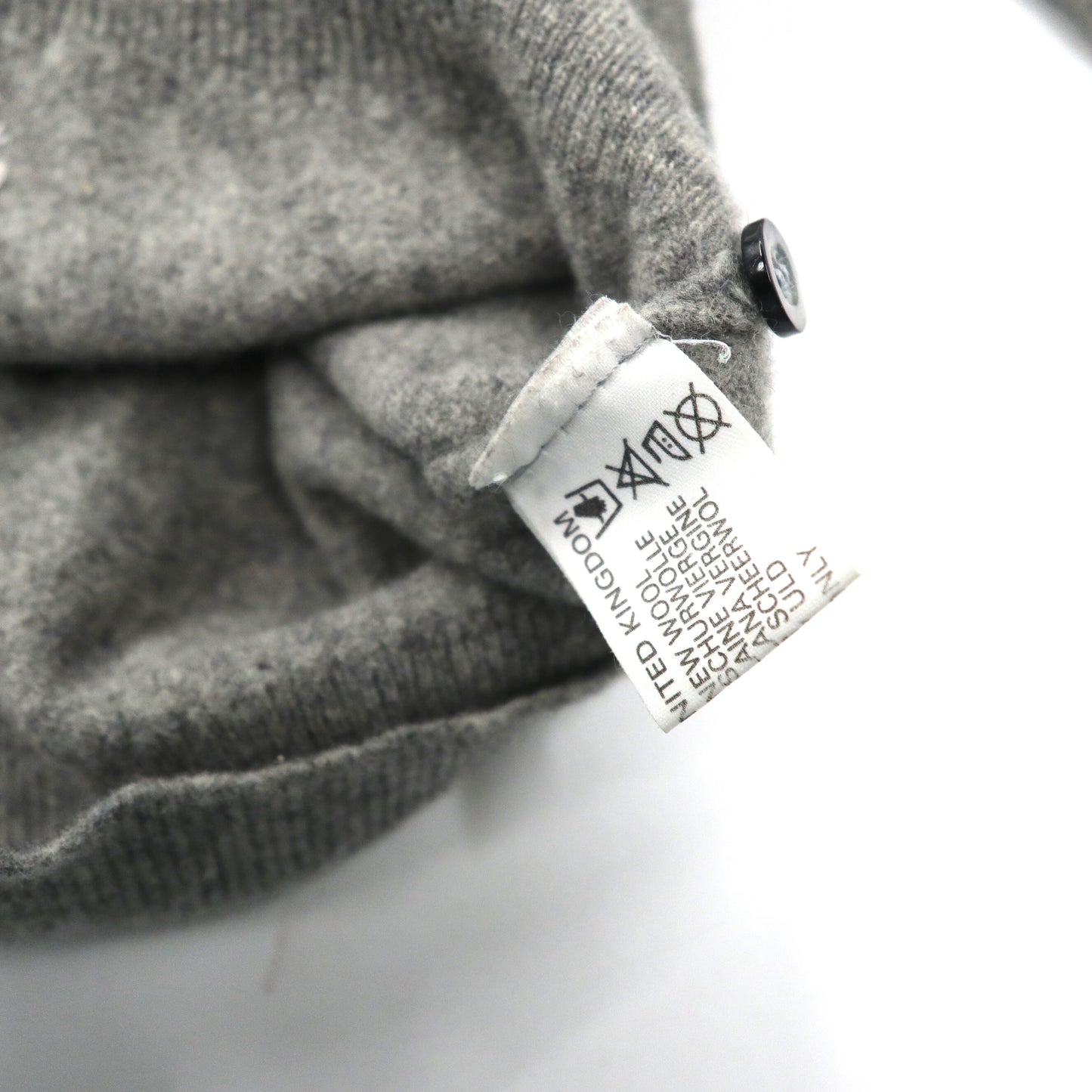 Burberrys ポロニット セーター 42 グレー ラムウール ワンポイントロゴ刺繍 オールド スコットランド製