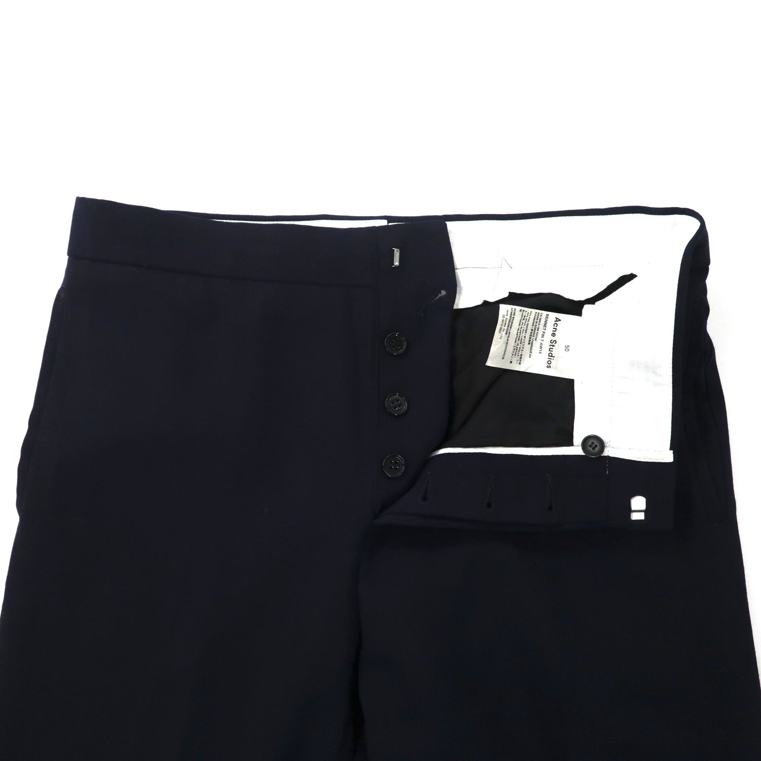 ACNE STUDIOS Wide Slacks Pants 50 Navy Polyester Wool Bennet Fin T