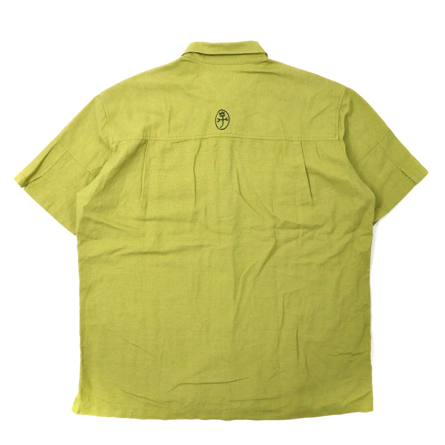 CASTELBAJAC SPORT ビッグサイズ サファリシャツ 5 グリーン リネン キャラクター刺繍 90年代