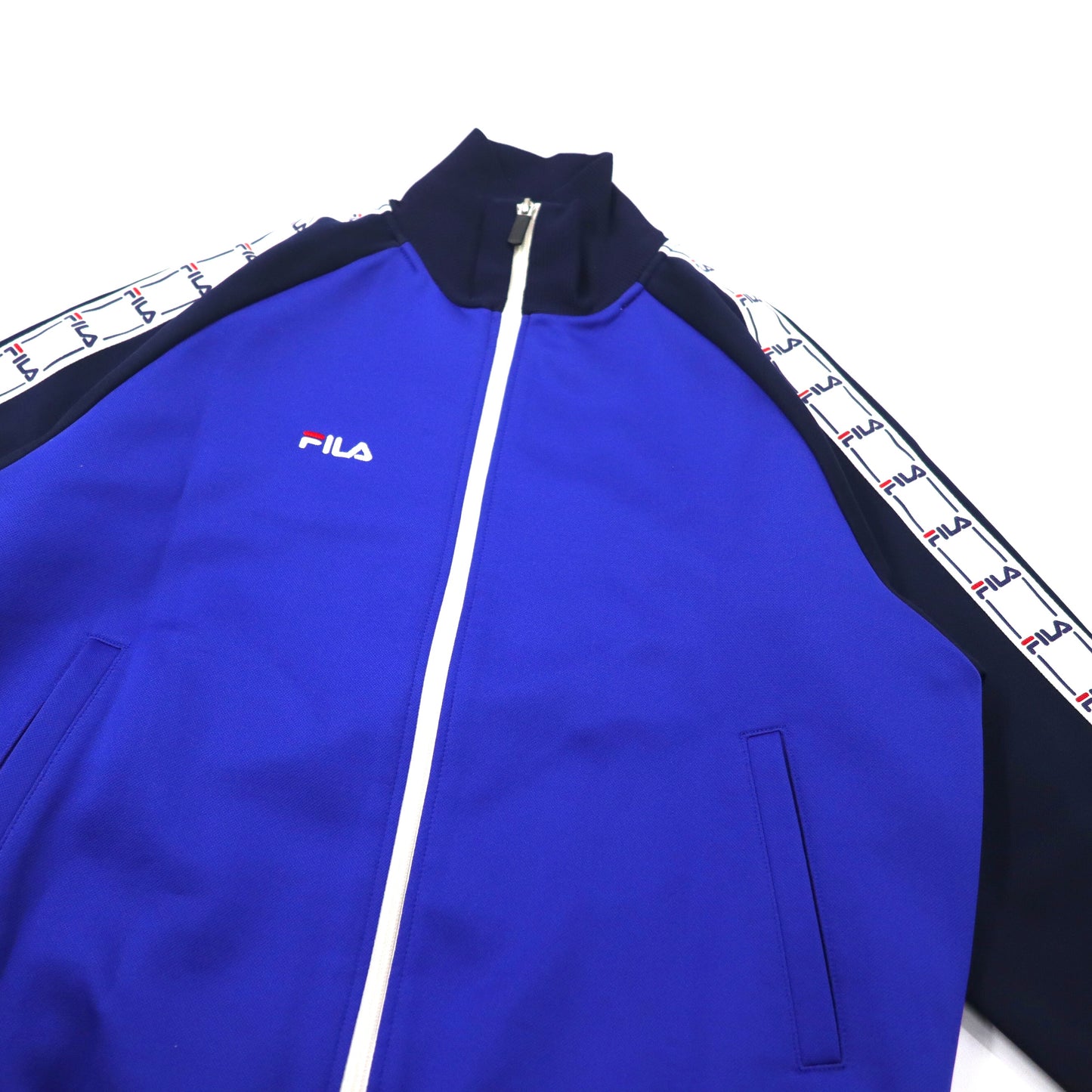 FILA トラックジャケット セットアップジャージ M ブルー ポリエステル サイドライン ロゴ