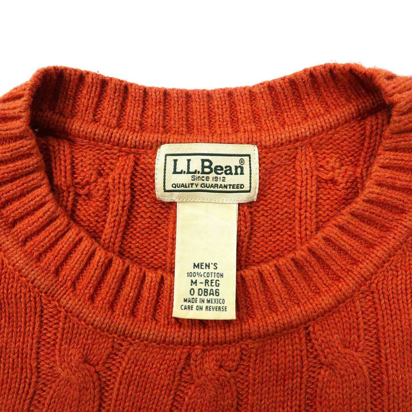 L.L.Bean ケーブルニット セーター M オレンジ コットン 90年代 メキシコ製