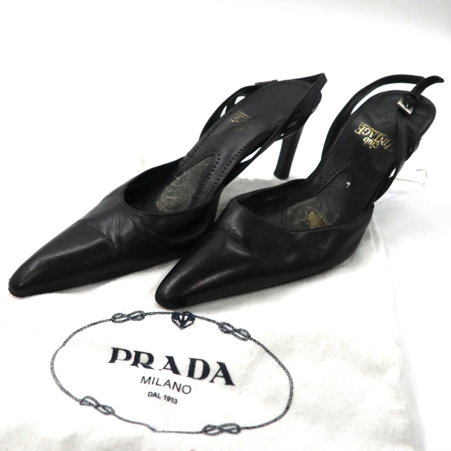 PRADA ヒールパンプス 23cm ブラック レザー イタリア製