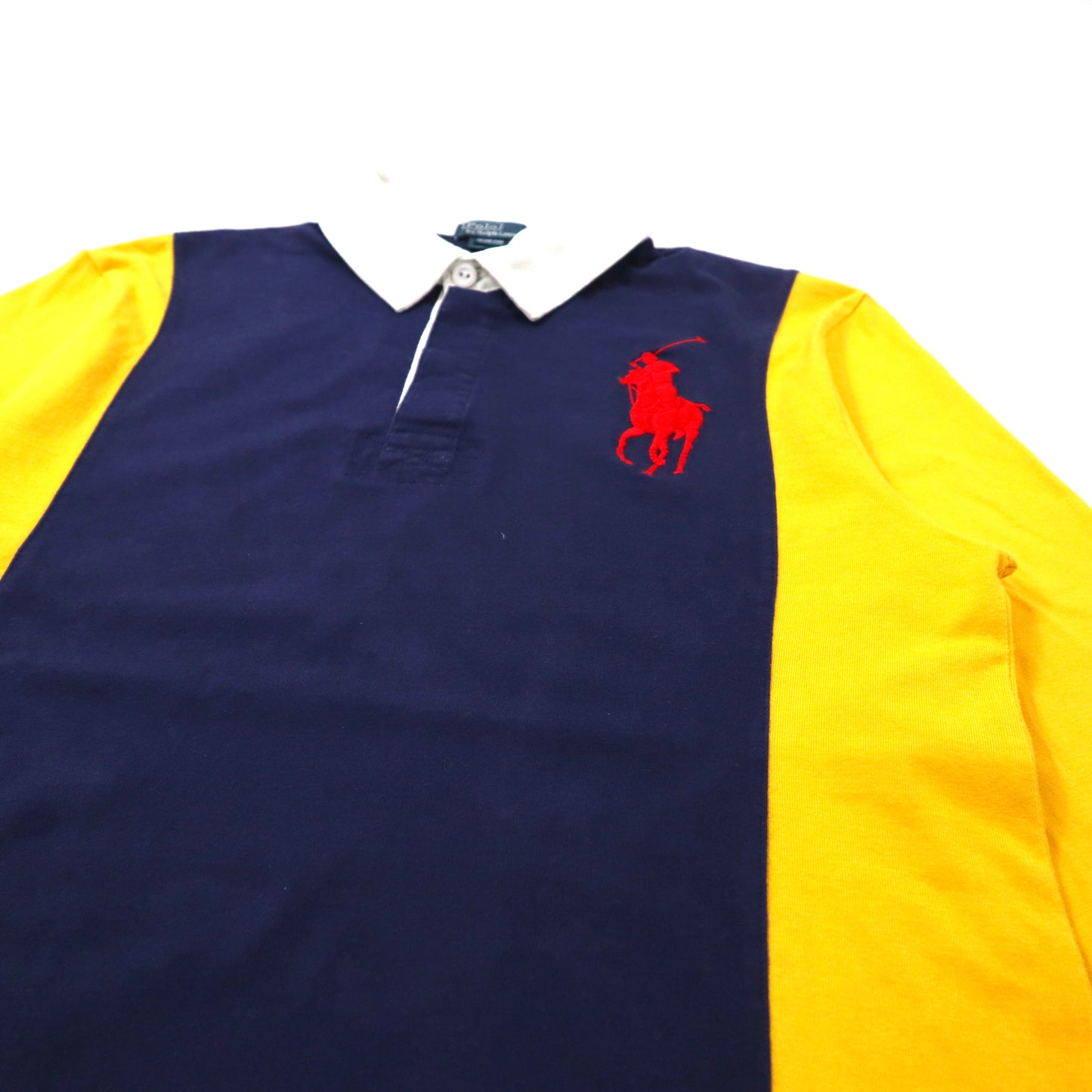 Polo by Ralph Lauren ラガーシャツ XL ネイビー イエロー ビッグポニー刺繍 ナンバリング