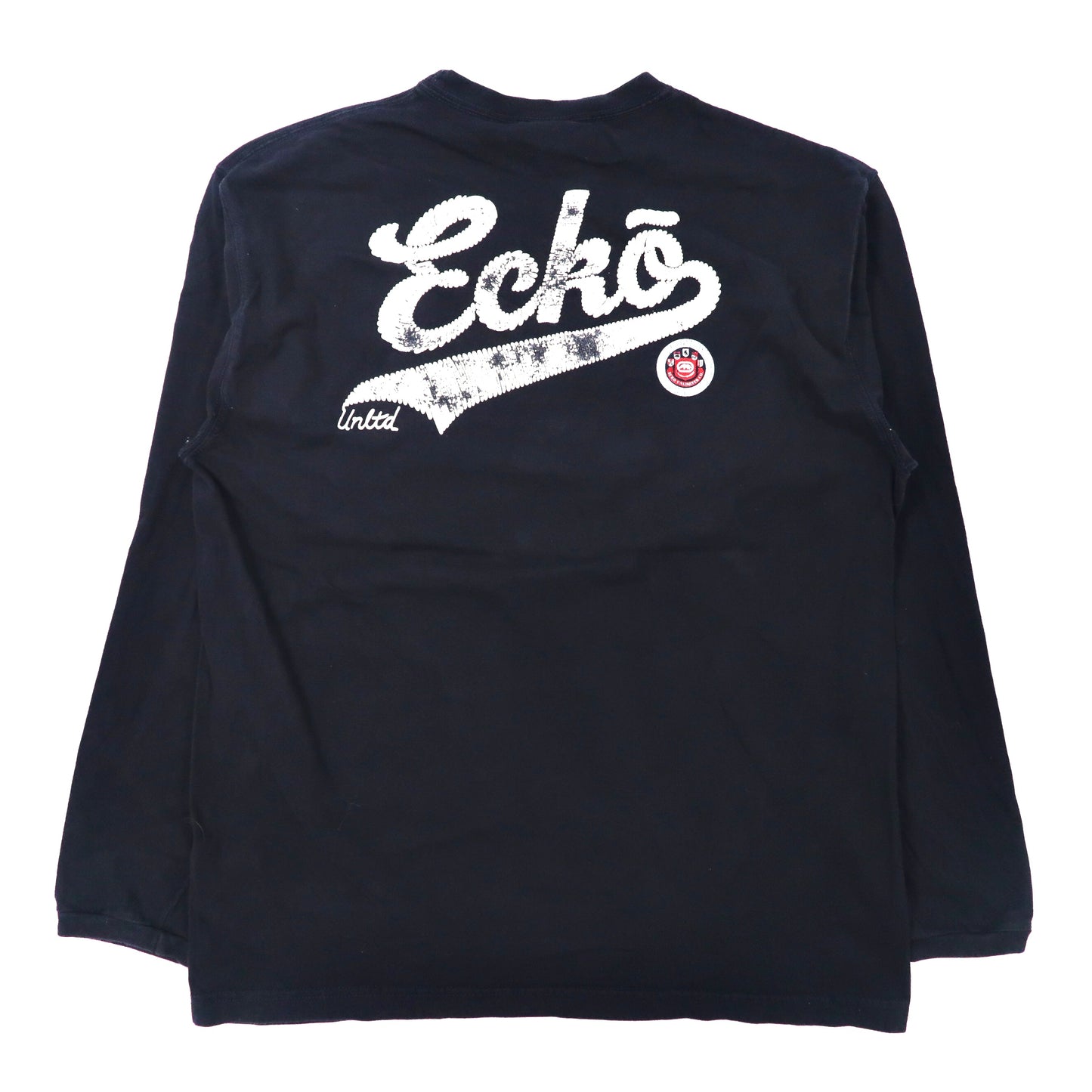 ECKO UNLTD ビッグサイズ ロングスリーブTシャツ L ネイビー コットン ビッグロゴプリント 両面プリント 90年代 エルサルバドル製