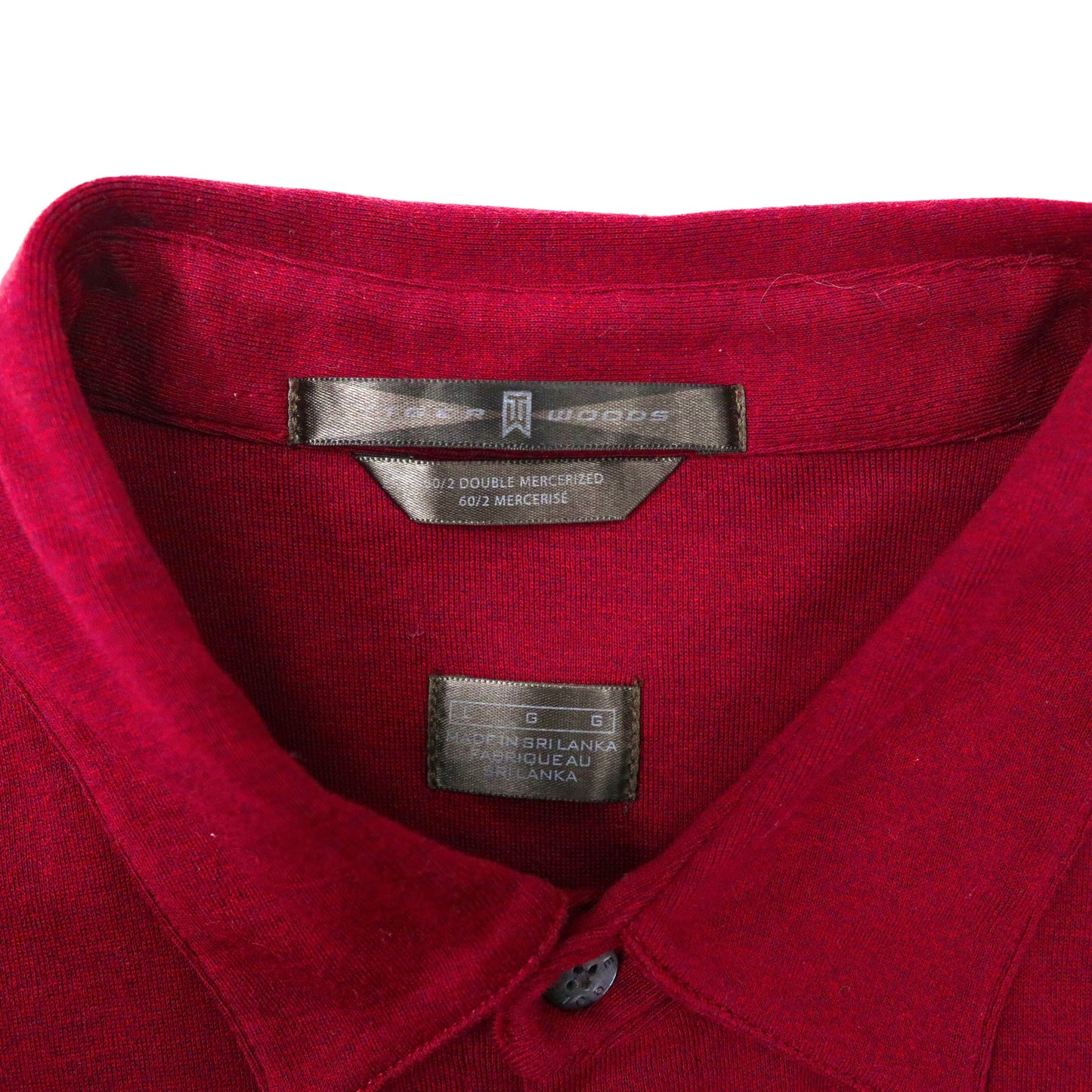NIKE 半袖シャツ L ボルドー コットン TIGER WOODS スウォッシュロゴ刺繍 60/2 DOUBLE MERCERIZED 00年代 スリランカ製