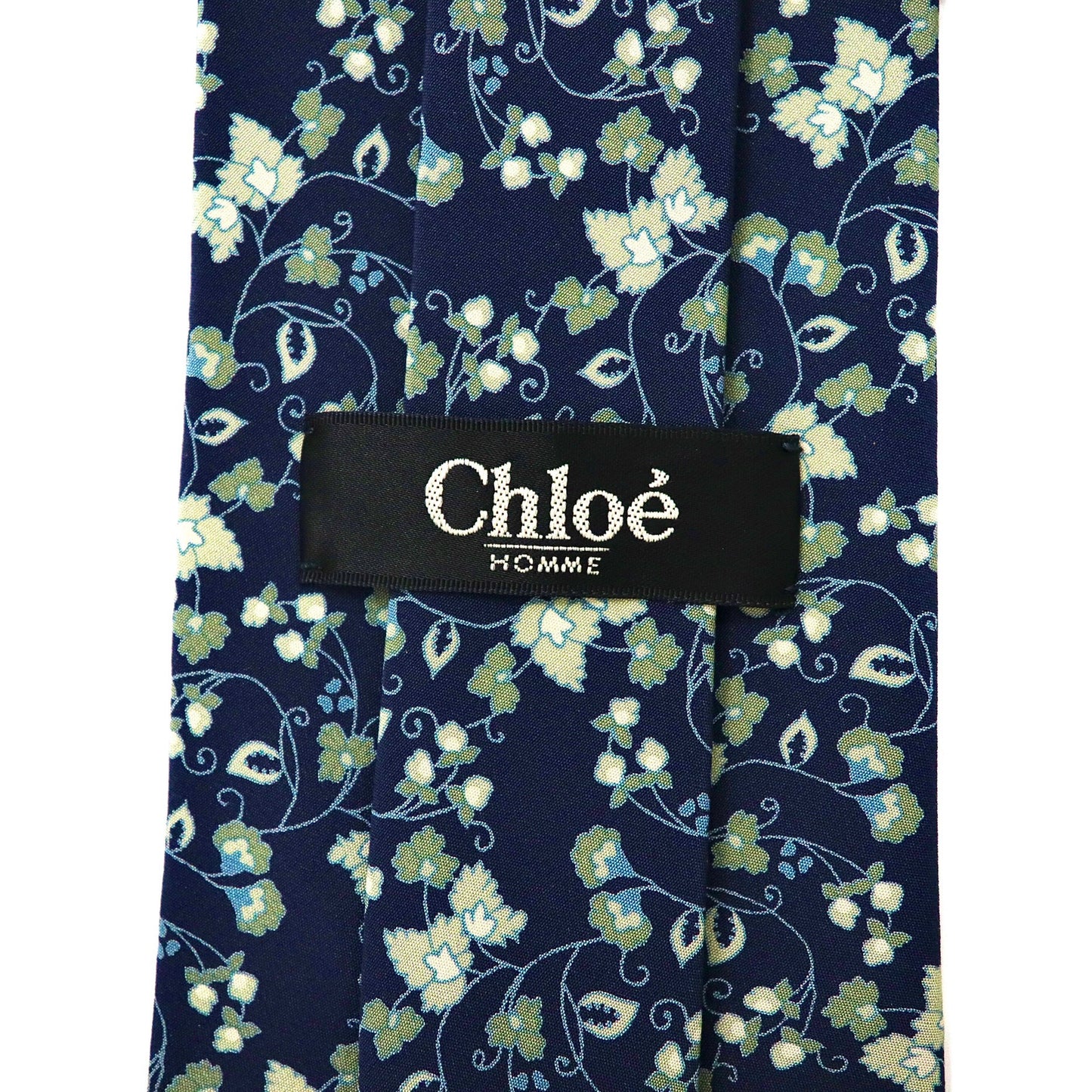 Chloe HOMME ネクタイ ネイビー シルク 花柄 日本製