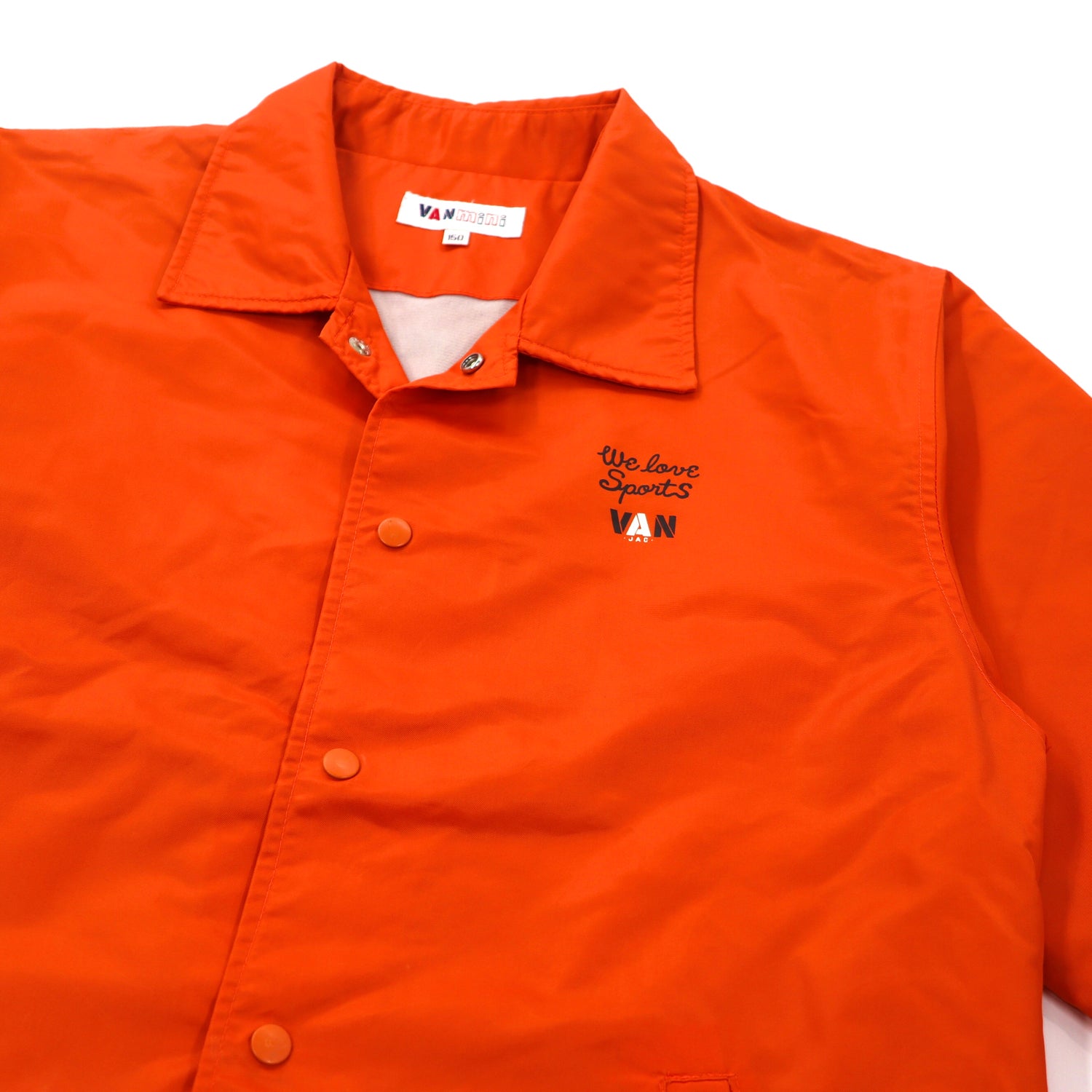 VAN MINI Coach Jacket 150 Orange Nylon Buck Logo Print – 日本然リトテ