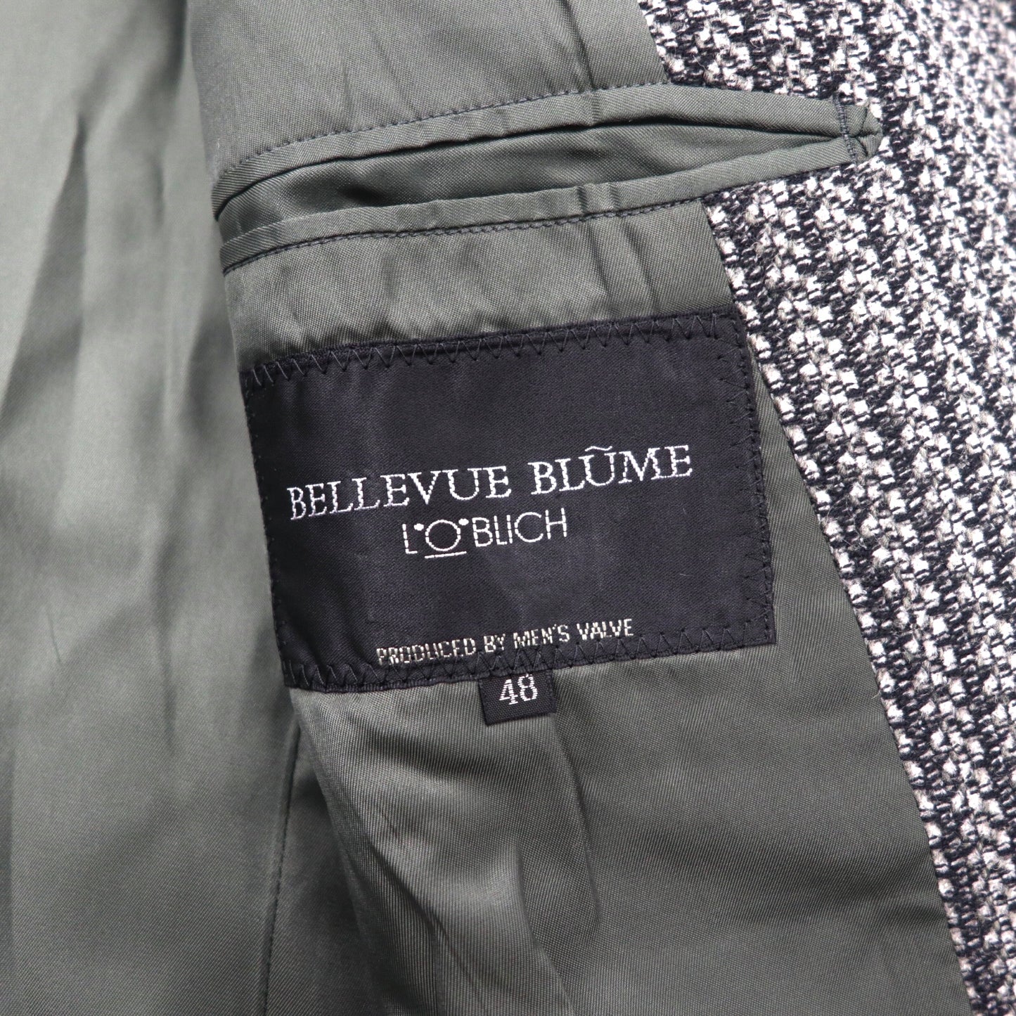 BELLEVUE BLUME by MEN'S VALVE ノーカラーコート 48 グレー ツイード 日本製