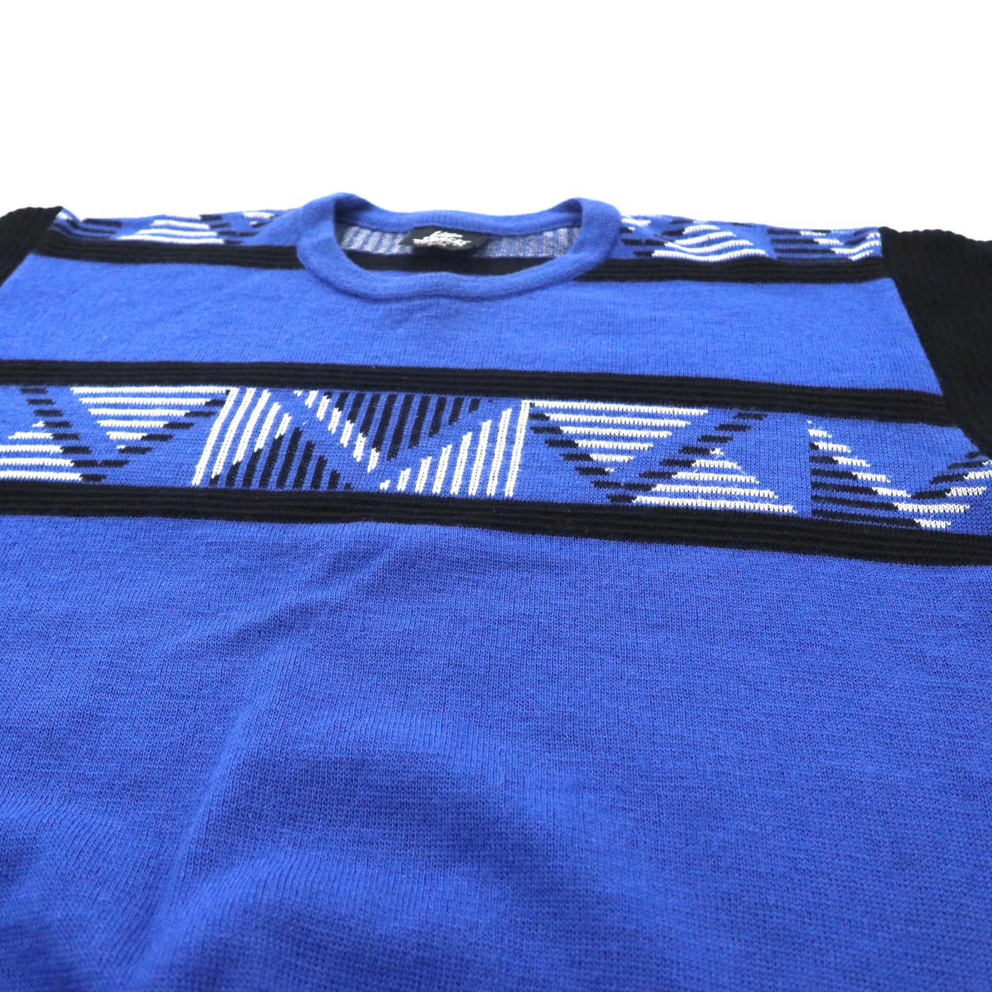 Lido Sports 幾何学柄 ニット セーター L ブルー ウール 90年代 USA製