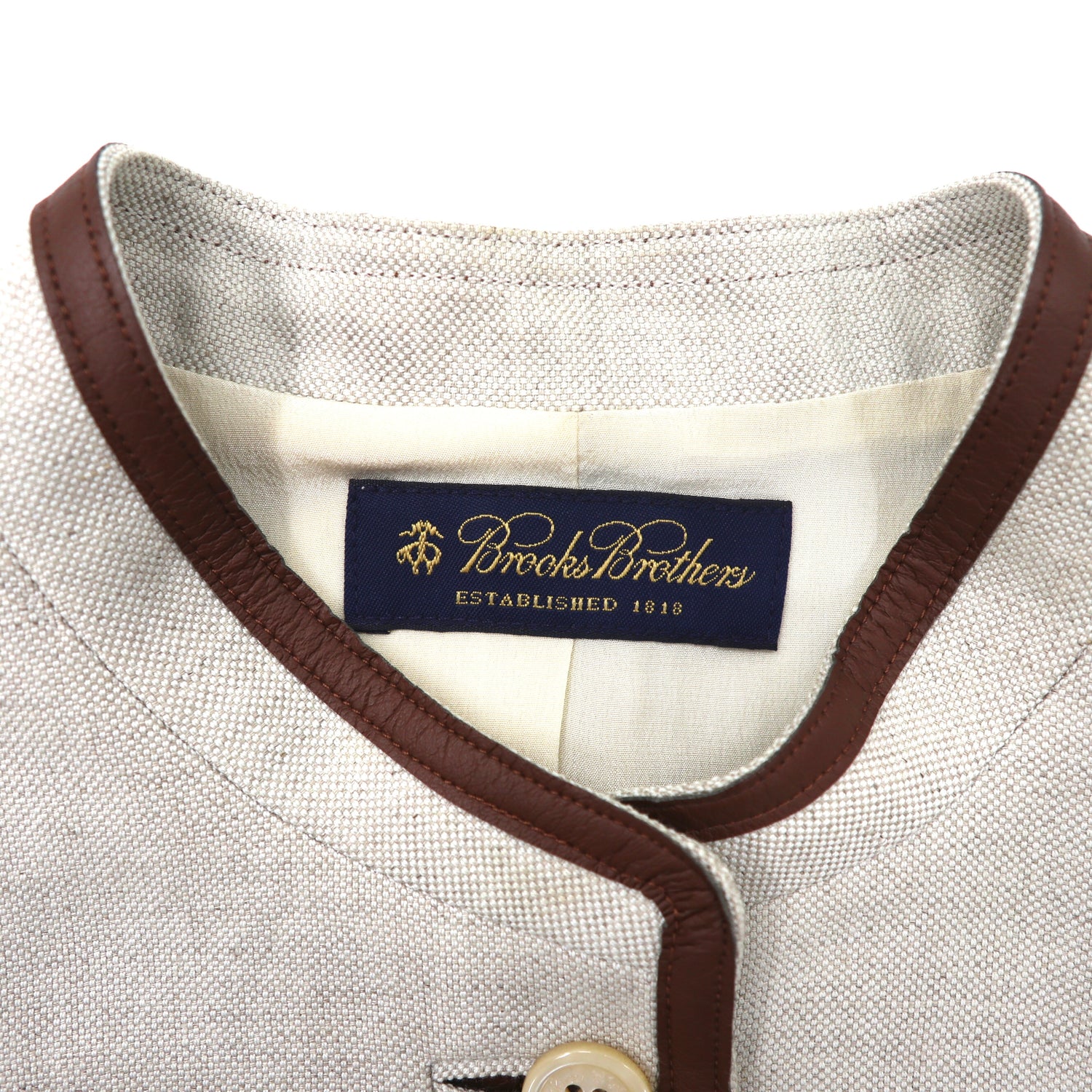 BROOKS BROTHERS Piping Jacket 6 Beige Cotton Unused – 日本然リトテ