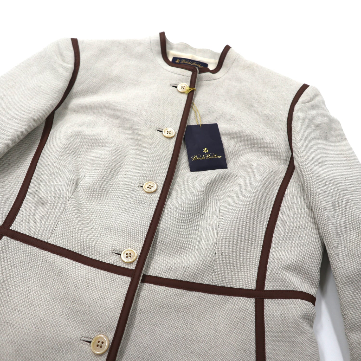 BROOKS BROTHERS Piping Jacket 6 Beige Cotton Unused – 日本然リトテ