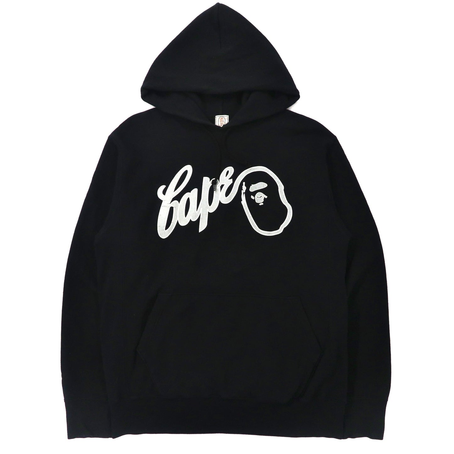 A Bathing APE Reverse Weave Pullover HOODIE M Black Cotton Brushed 
