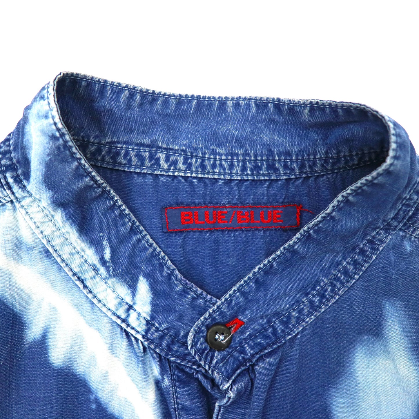 BLUE BLUE 半袖プルオーバーシャツ 2 ブルー コットン タイダイ ブリーチ加工 ビッグサイズ