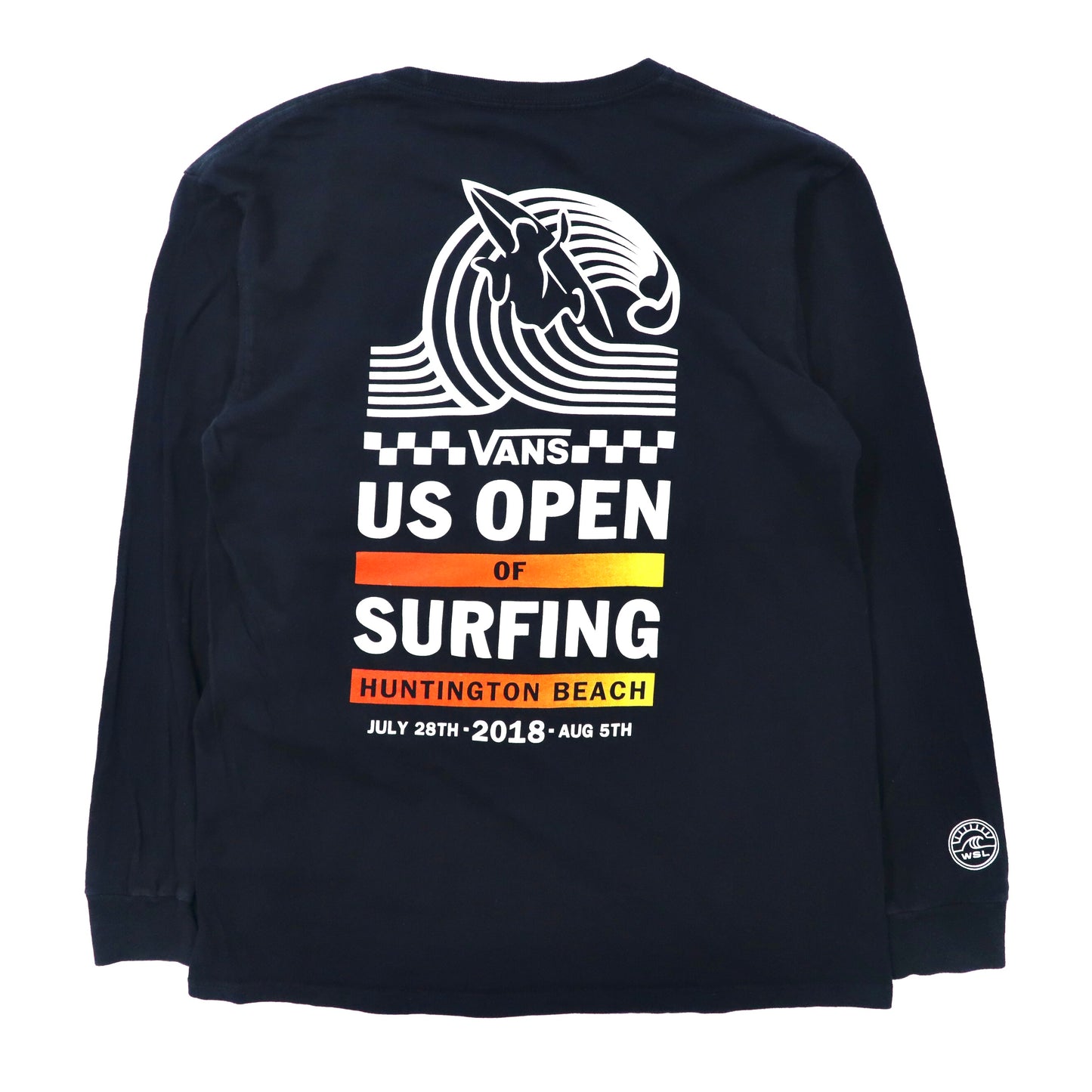 VANS ロングスリーブTシャツ M ネイビー コットン バックプリント US OPEN OF SURFING