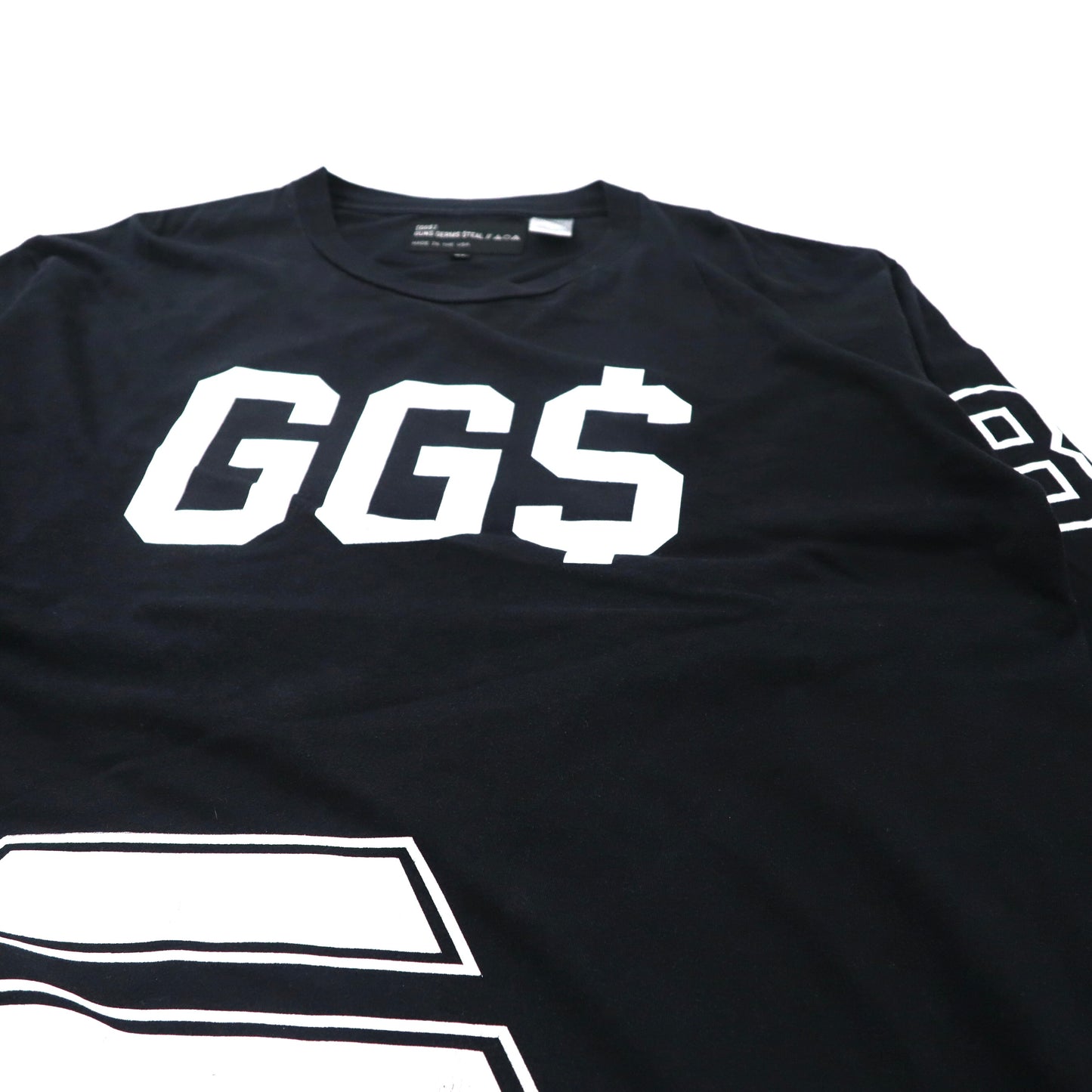 GUNS GERMS STEAL ( GGS ) ビッグサイズ ロングスリーブTシャツ XL ブラック コットン プリント USA製