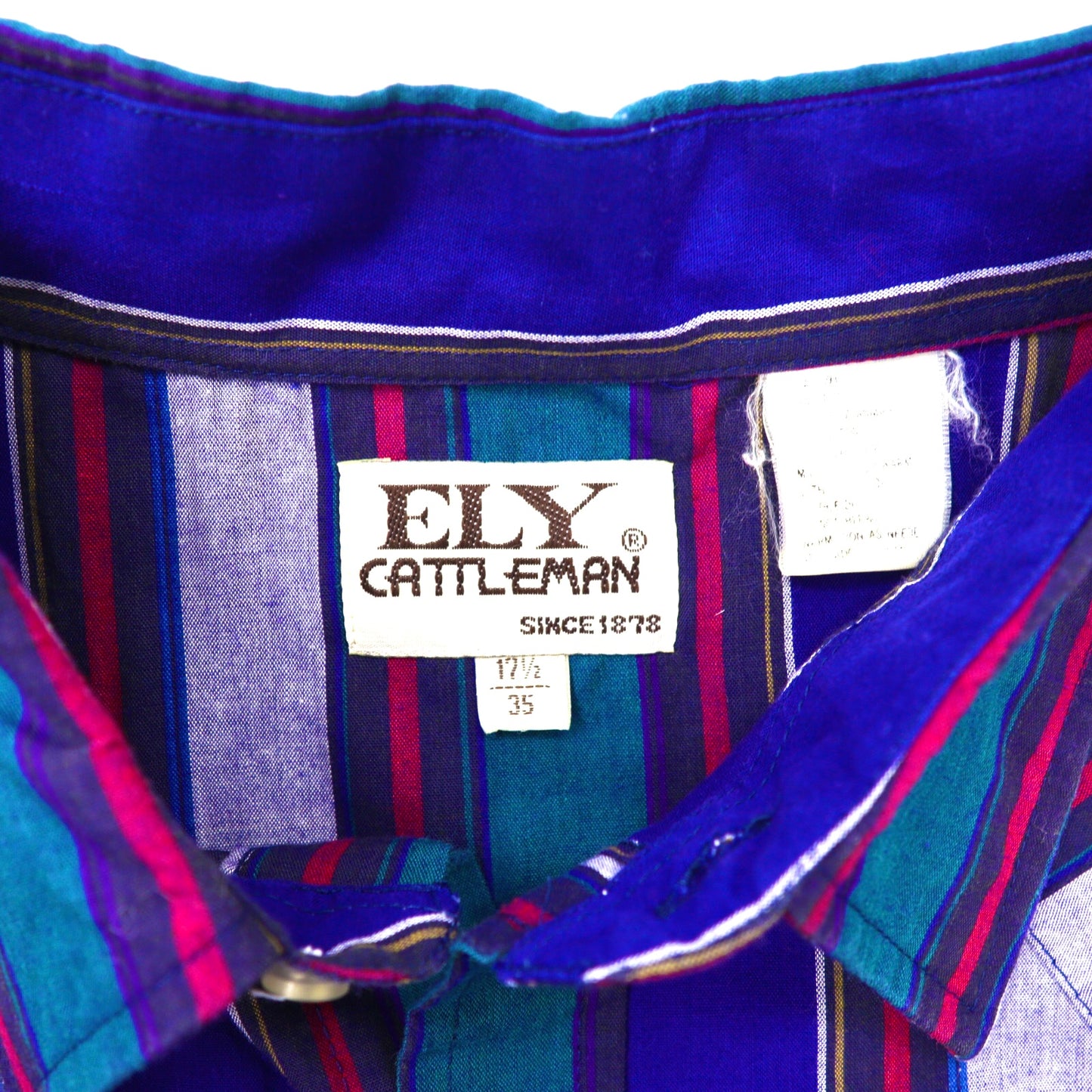 ELY CATTLEMAN ウエスタンシャツ 17.5 ブルー ストライプ 00年代