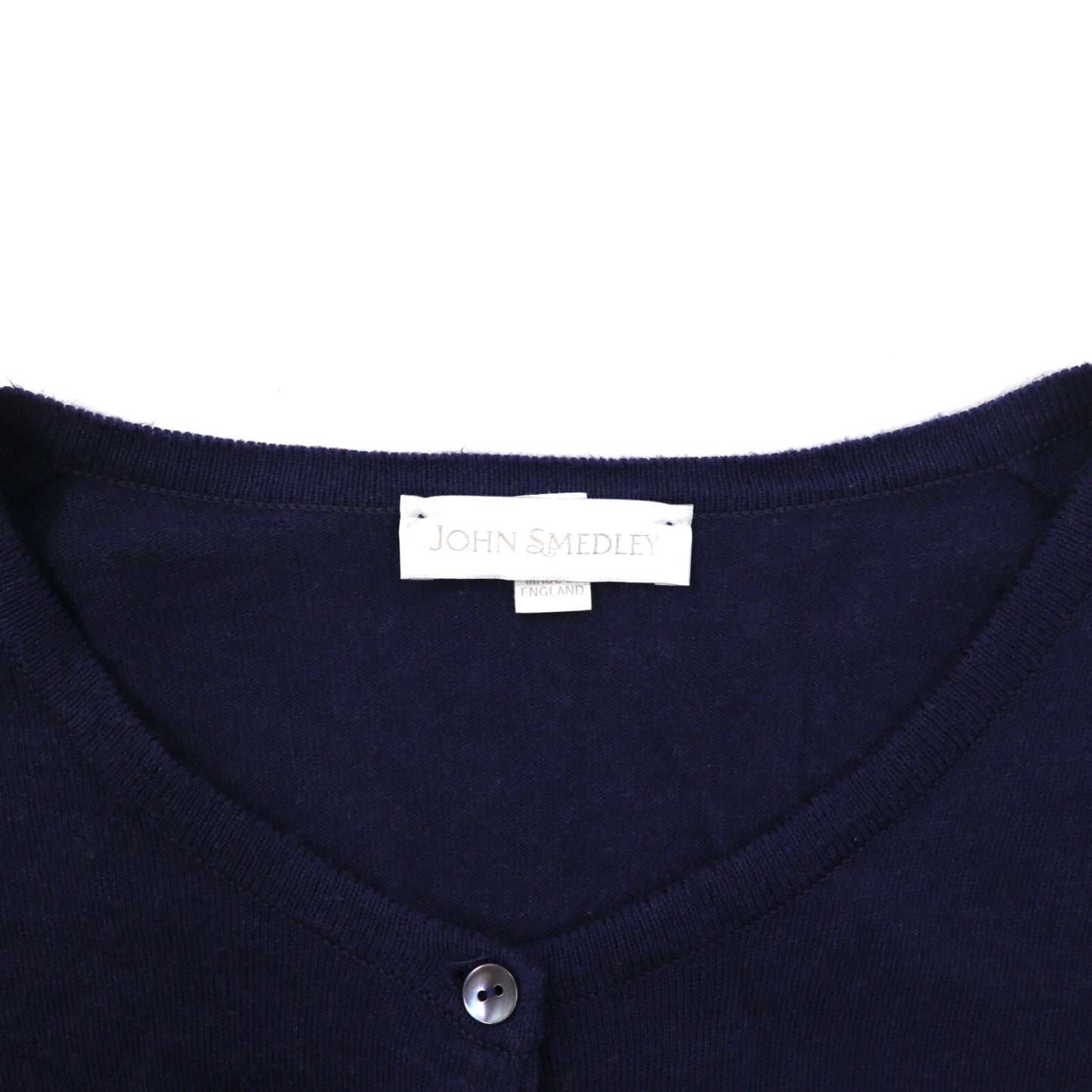 JOHN SMEDLEY Knit Cardigan S Navy Cotton England MADE – 日本然リトテ