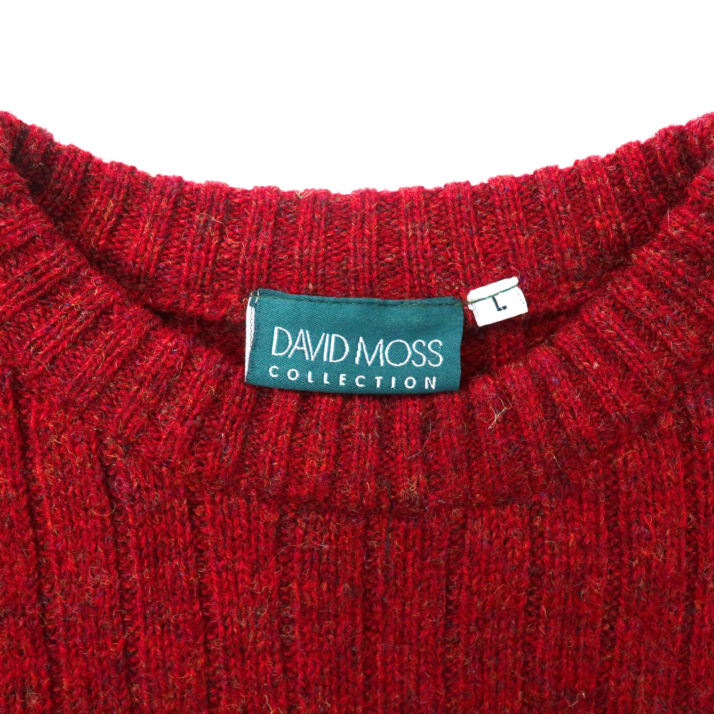 Jacquard Wool Sweater ジャガード 総柄 ニット セーター L レッド ウール DAVID MOSS COLLECTION 90年代