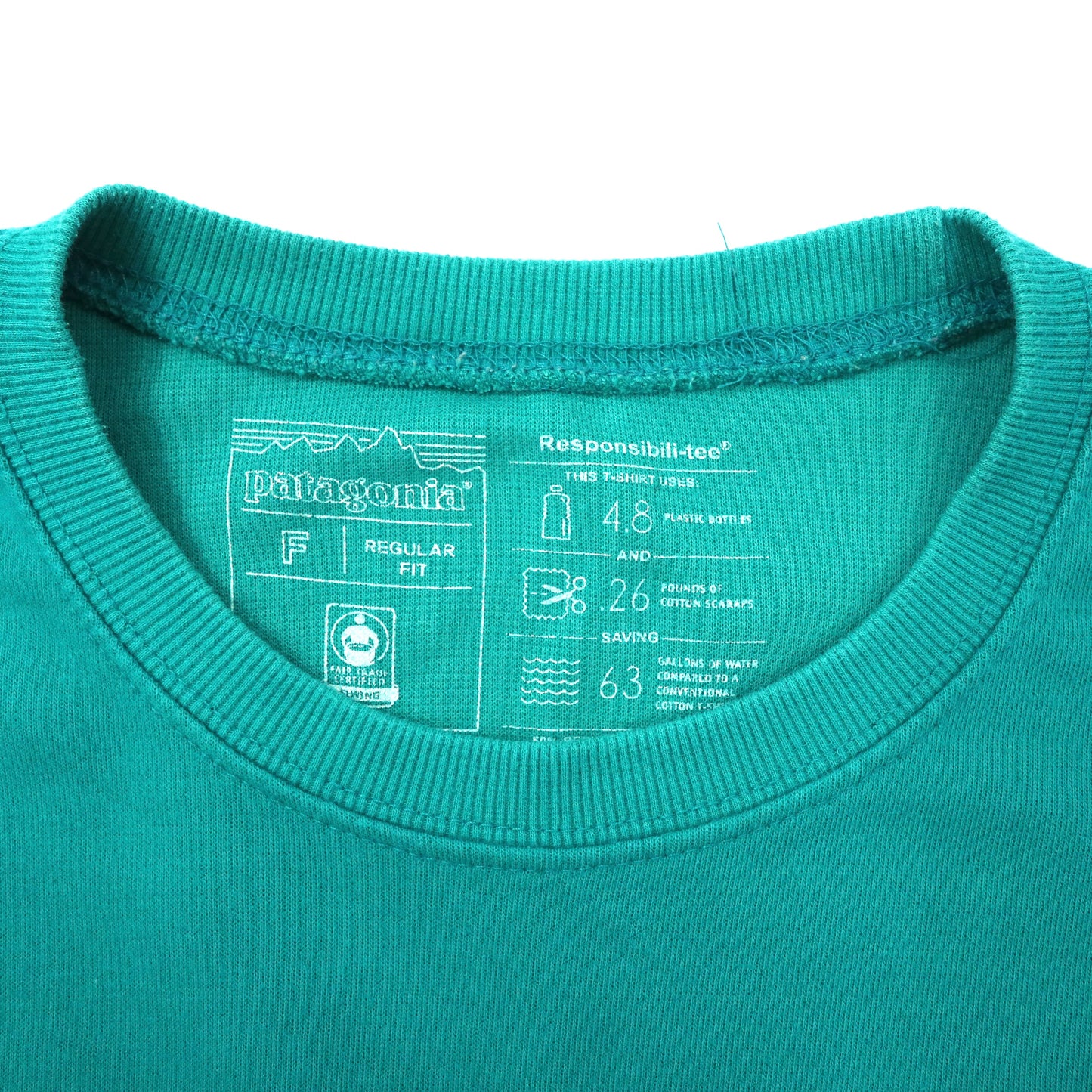 patagonia ロゴプリントTシャツ F グリーン ポリエステル バックプリント Responsibili-Tee