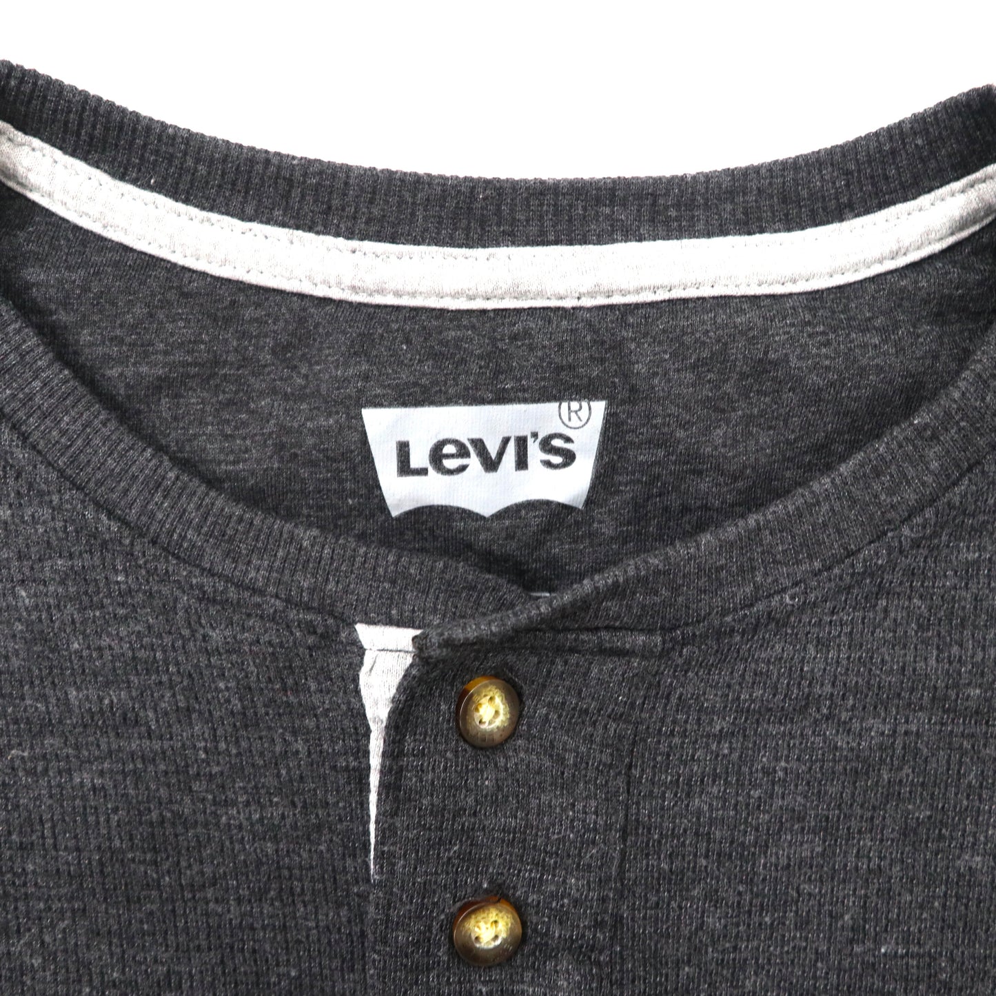 Levi's ヘンリーネック ロングスリーブTシャツ M グレー コットン エジプト製