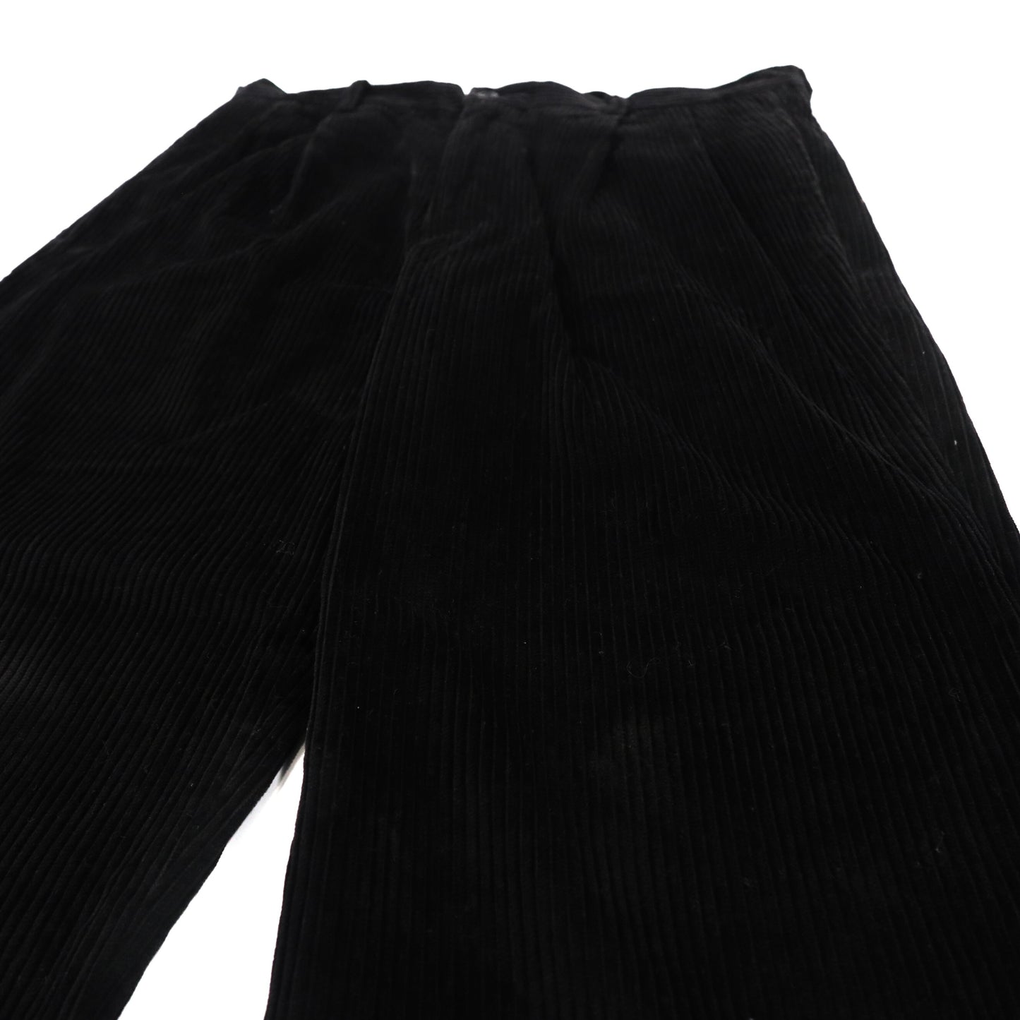 Corduroy Wide Trousers 2タック ワイド コーデュロイ パンツ 34 ブラック コットン PERRY ELLIS