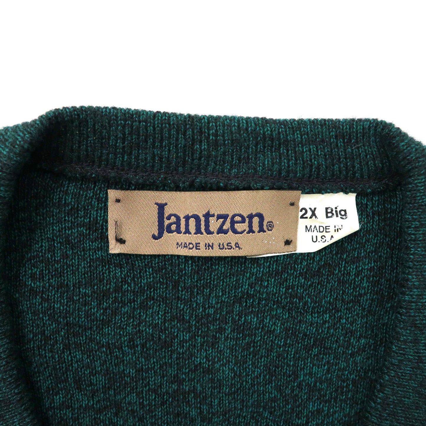 Jantzen ビッグサイズ Vネックニットベスト 2X グリーン アクリル USA製