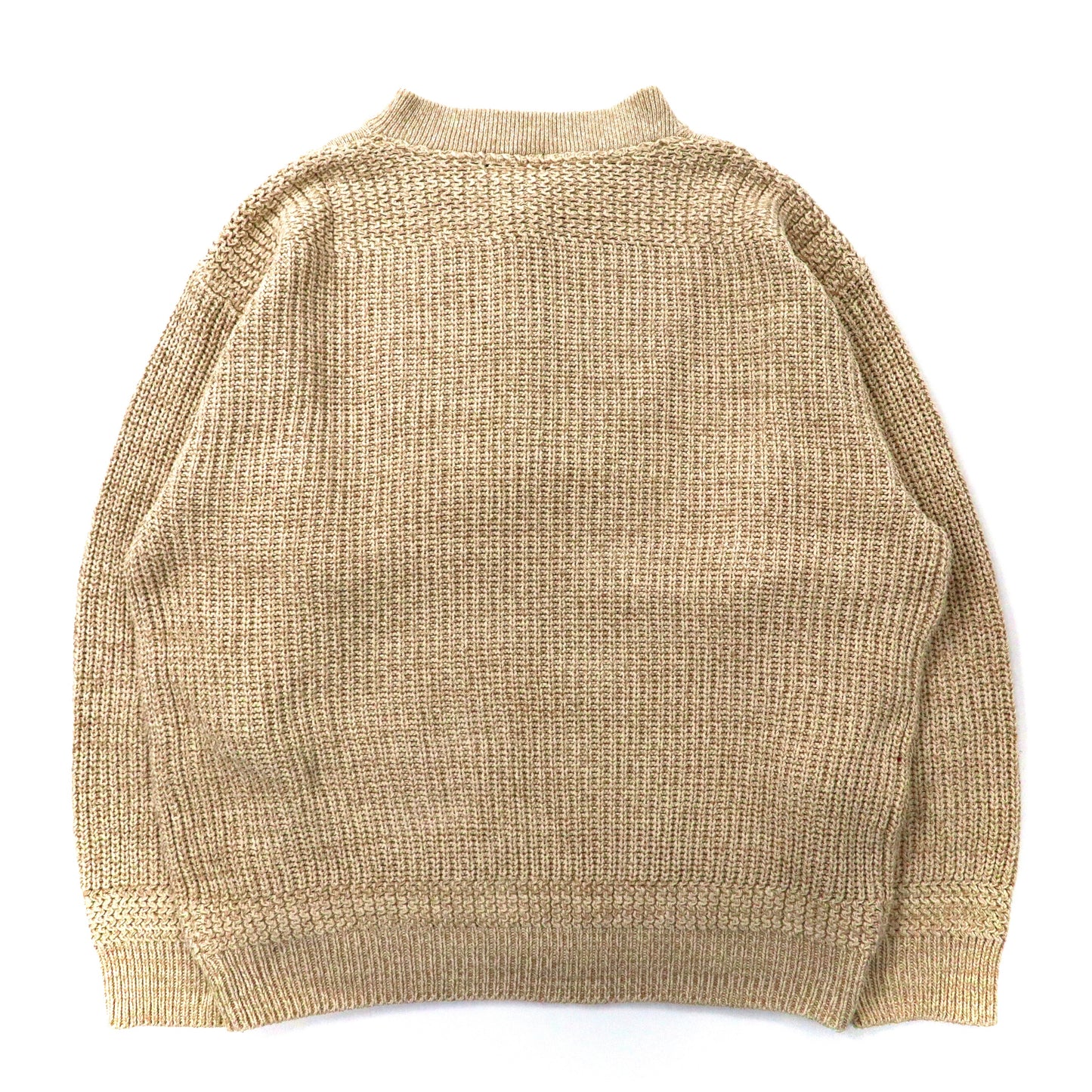 90's Henley Cotton Sweater ビッグサイズ ヘンリーネック リブ ニット セーター S ベージュ コットン CLUB ROOM 90年代