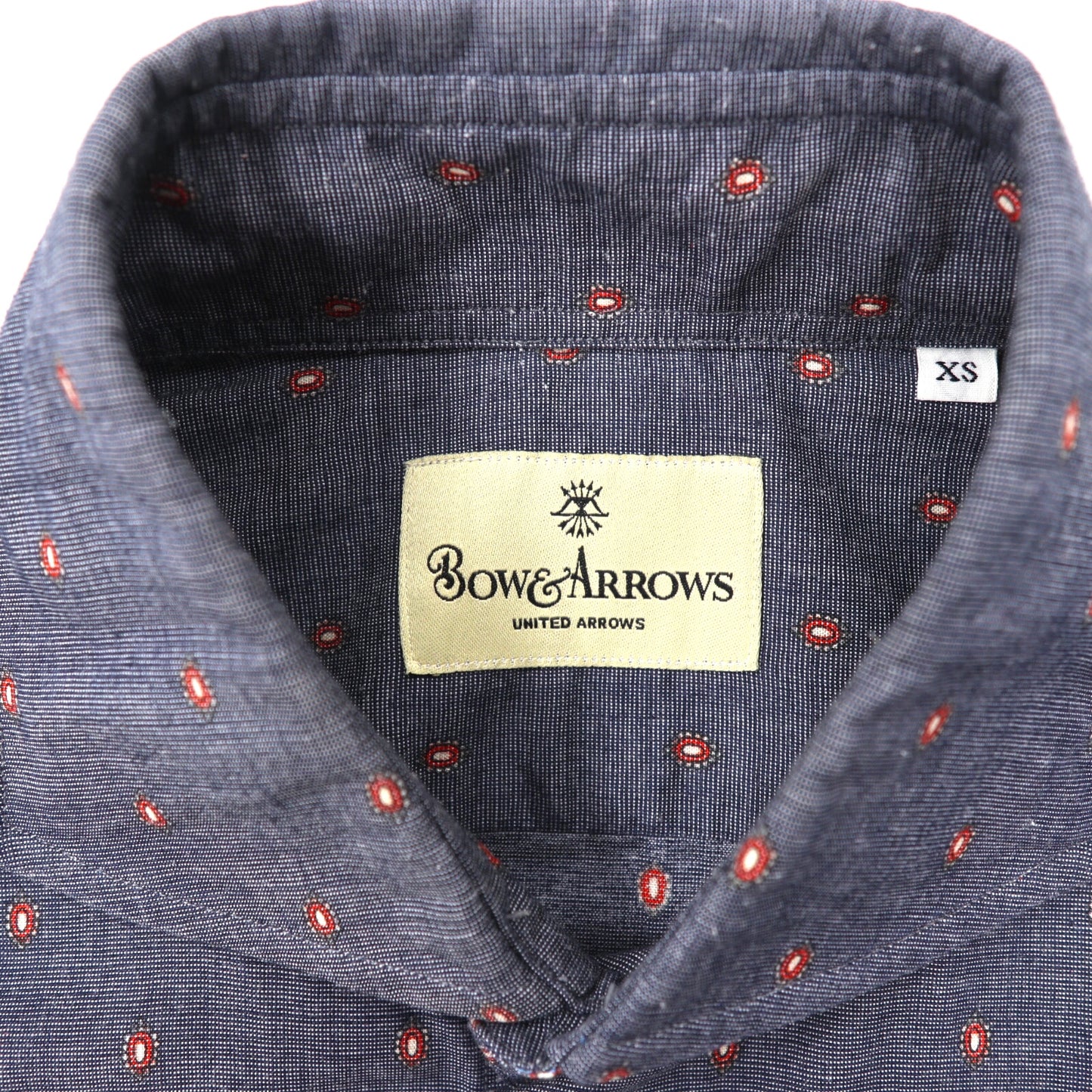 BOW & ARROWS UNITED ARROWS 長袖ホリゾンタルシャツ XS グレー 小紋柄