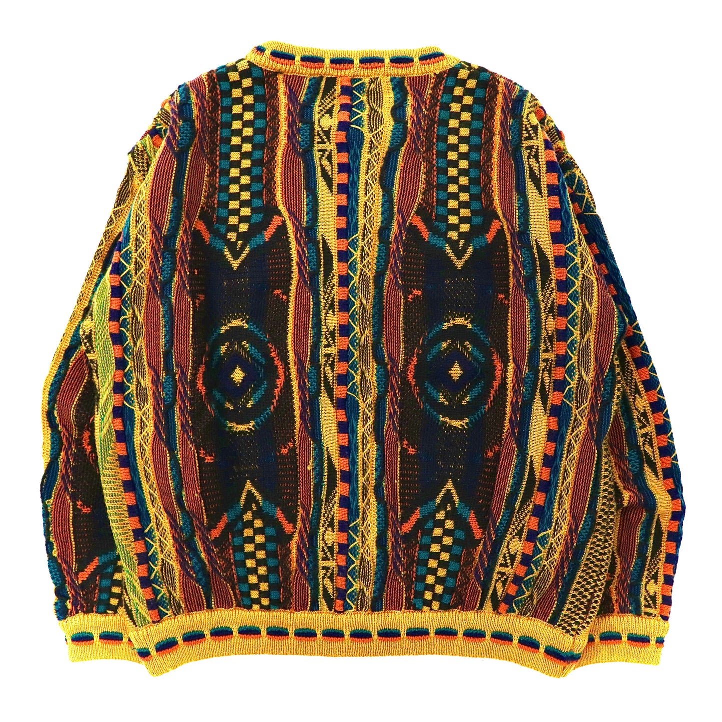 Giovanni Uomo Italy 3D Knit Sweater 48 Yellow Multicolor Acrylic