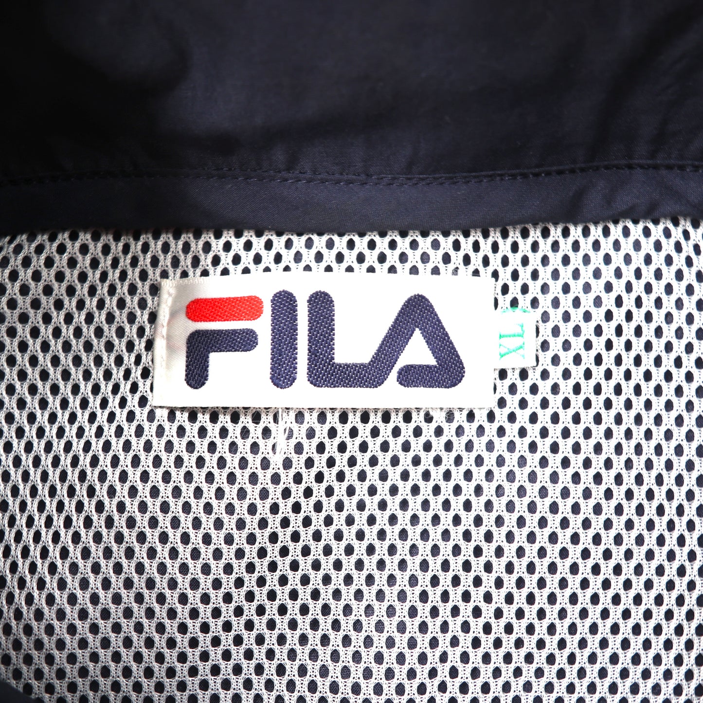 FILA ドロストナイロンジャケット XL ネイビー ビッグサイズ フード着脱式 ロゴ刺繍 90年代