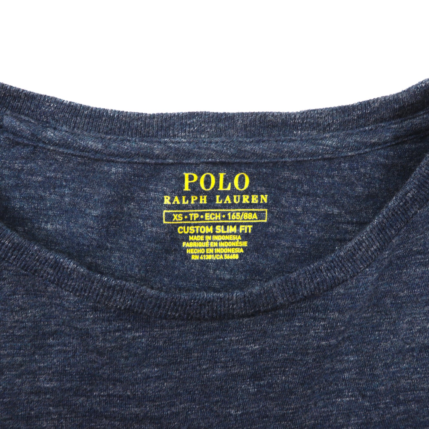 POLO RALPH LAUREN ロングスリーブTシャツ XS ネイビー コットン CUSTOM SLIM FIT スモールロゴ刺繍