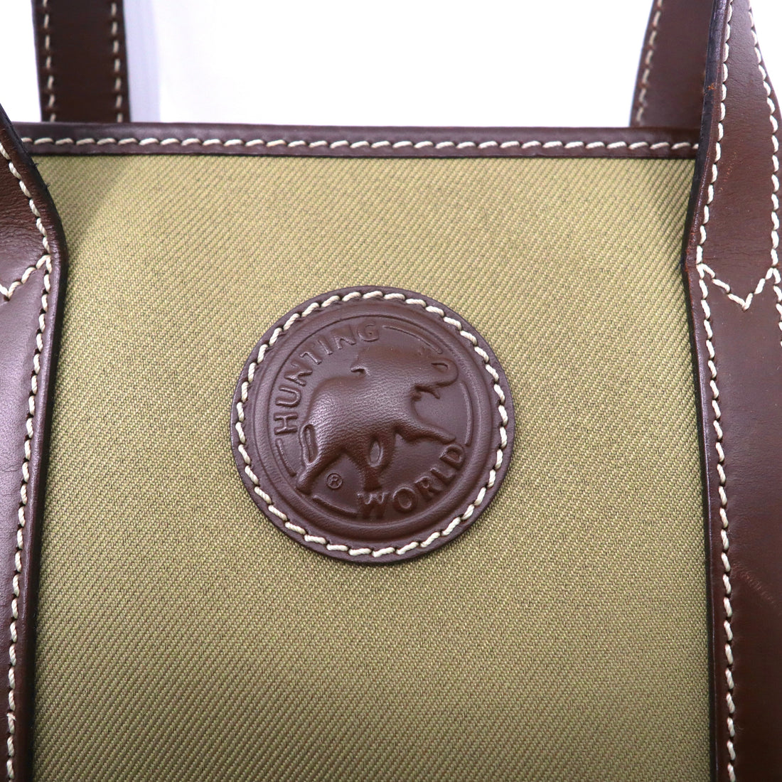 HUNTING WORLD Tote Bag Beige Canvas Leather SAFARI TODAY E1558 Made in Italy