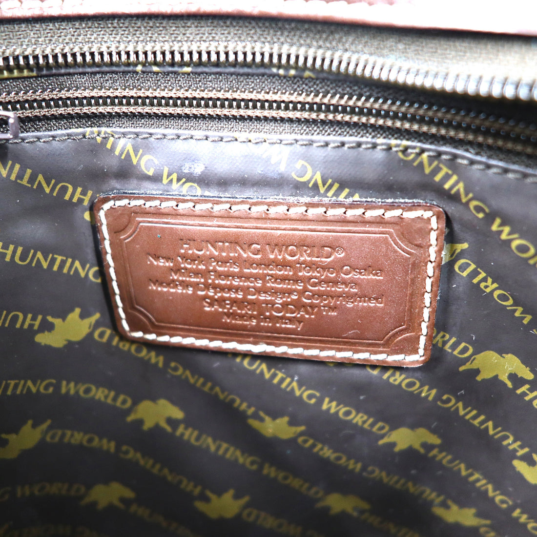 HUNTING WORLD Tote Bag Beige Canvas Leather SAFARI TODAY E1558 Made in Italy
