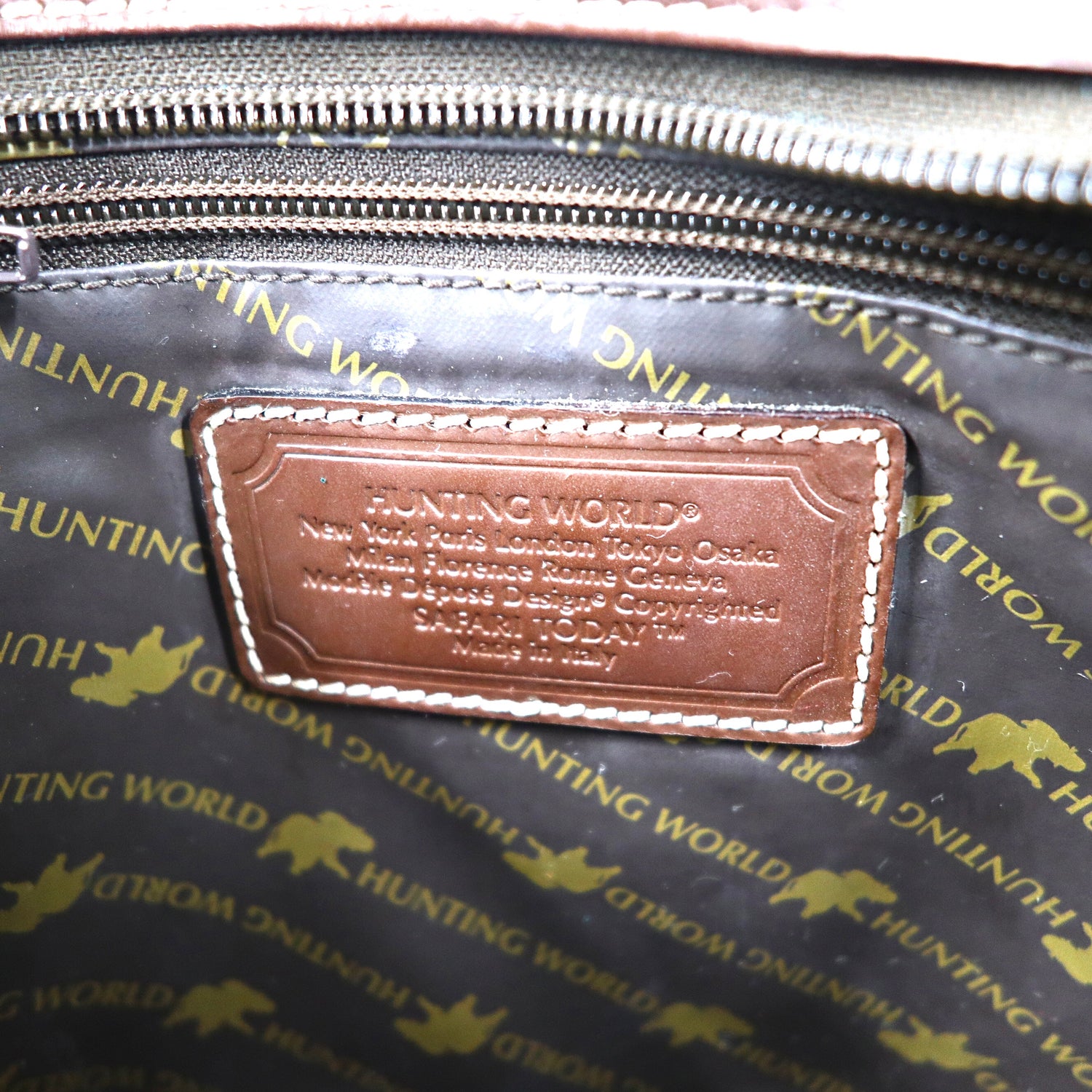HUNTING WORLD Tote Bag Beige Canvas Leather Safari Today E1558 Italian Made  – 日本然リトテ