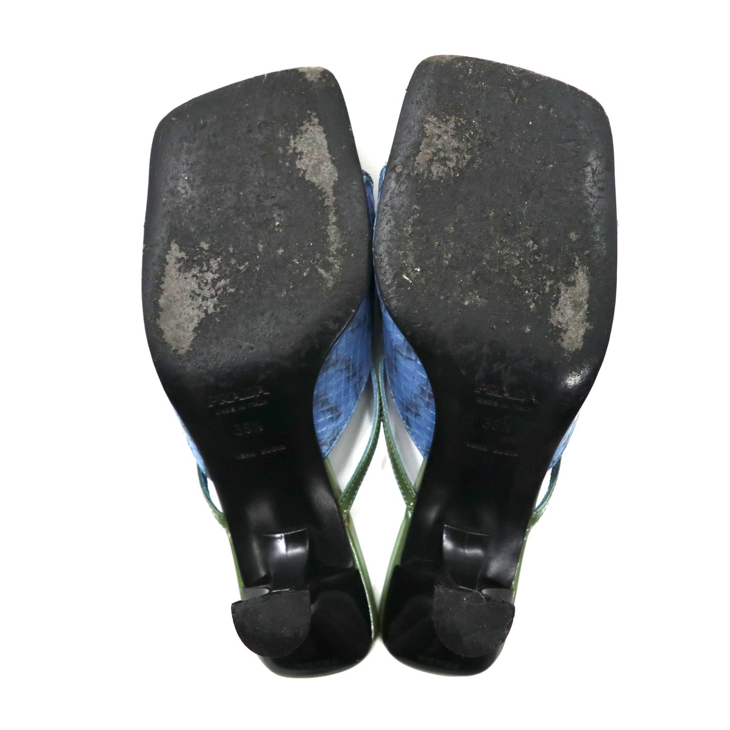 PRADA Ribbon Sandals US6.5 Blue Leather Enamel Python Italian MADE 