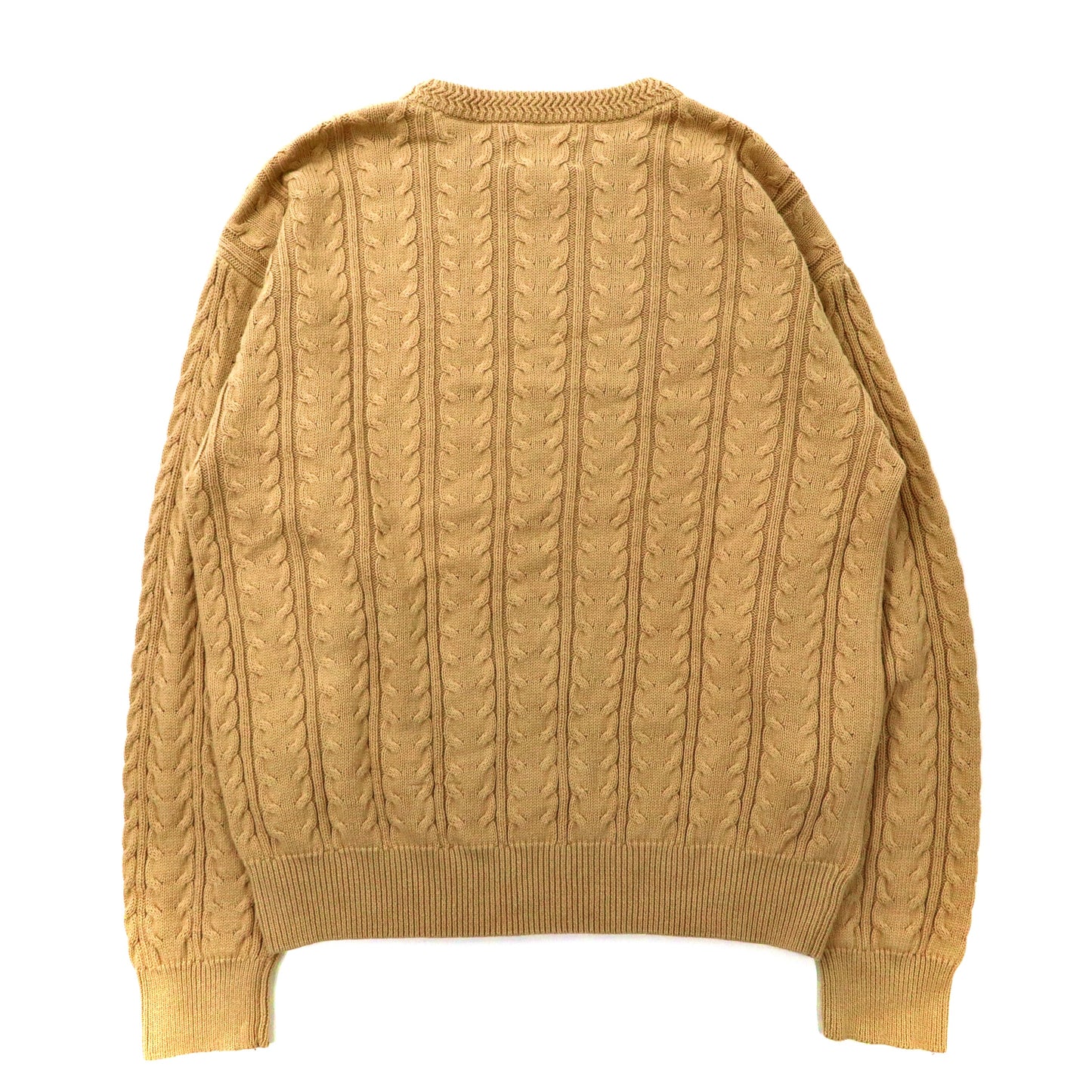 90's Cable Cotton Knit Sweater ビッグサイズ ケーブルニット セーター M ベージュ コットン ROUNDTREE & YORKE 90年代