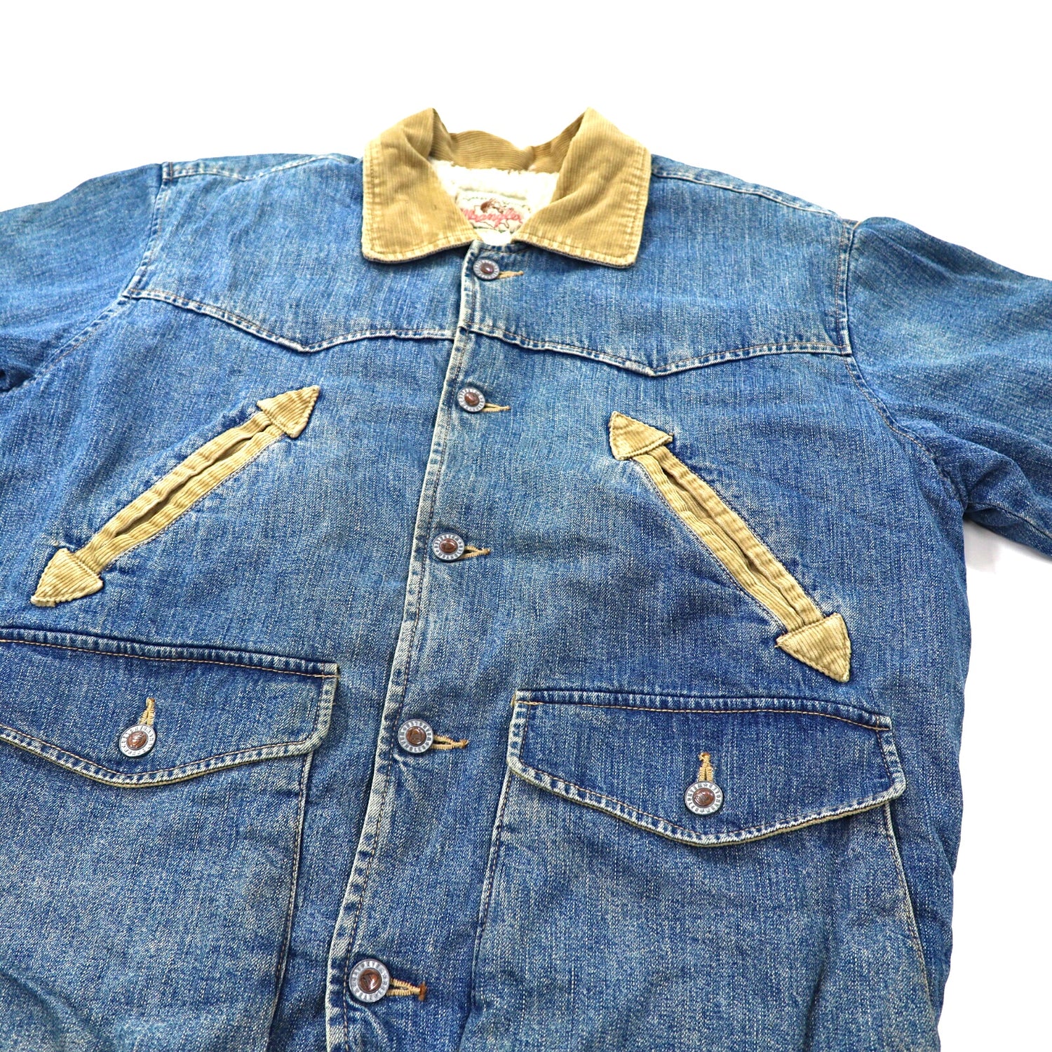 WRANGLER Lunch Coat Boa Denim Jacket M Blue Wrange Coat 80's Made