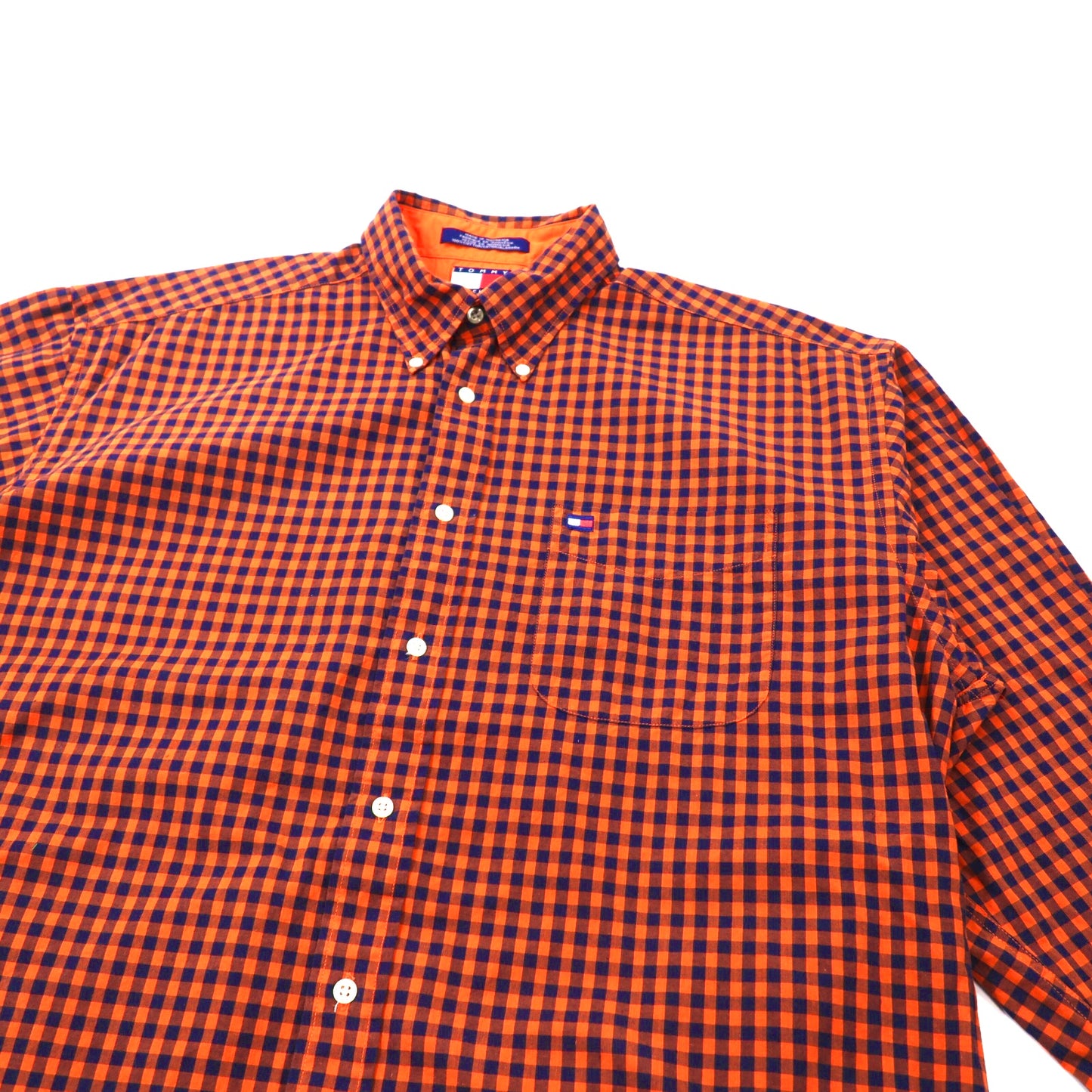 TOMMY HILFIGER ボタンダウンシャツ L オレンジ ギンガムチェック コットン ビッグサイズ