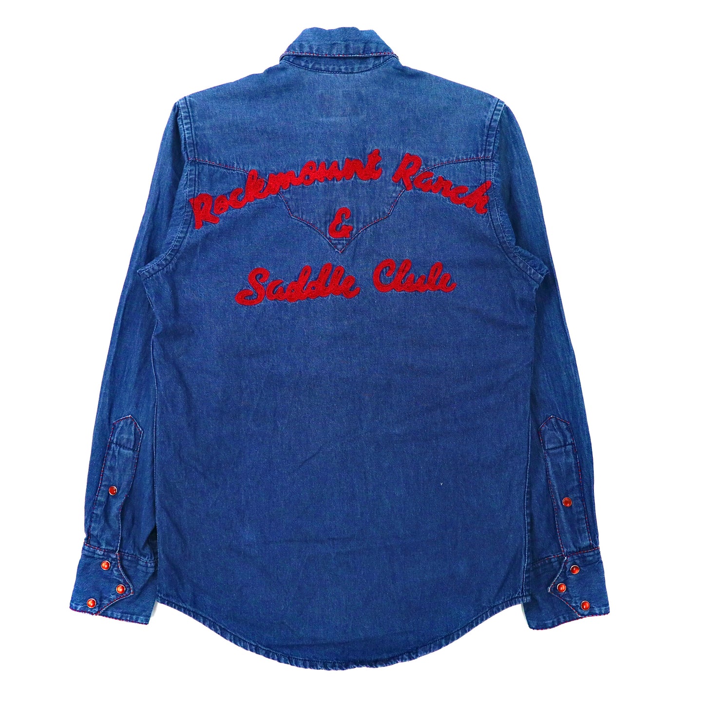 Rockmount Ranch Wear デニムウエスタンシャツ M ブルー バックロゴ刺繍