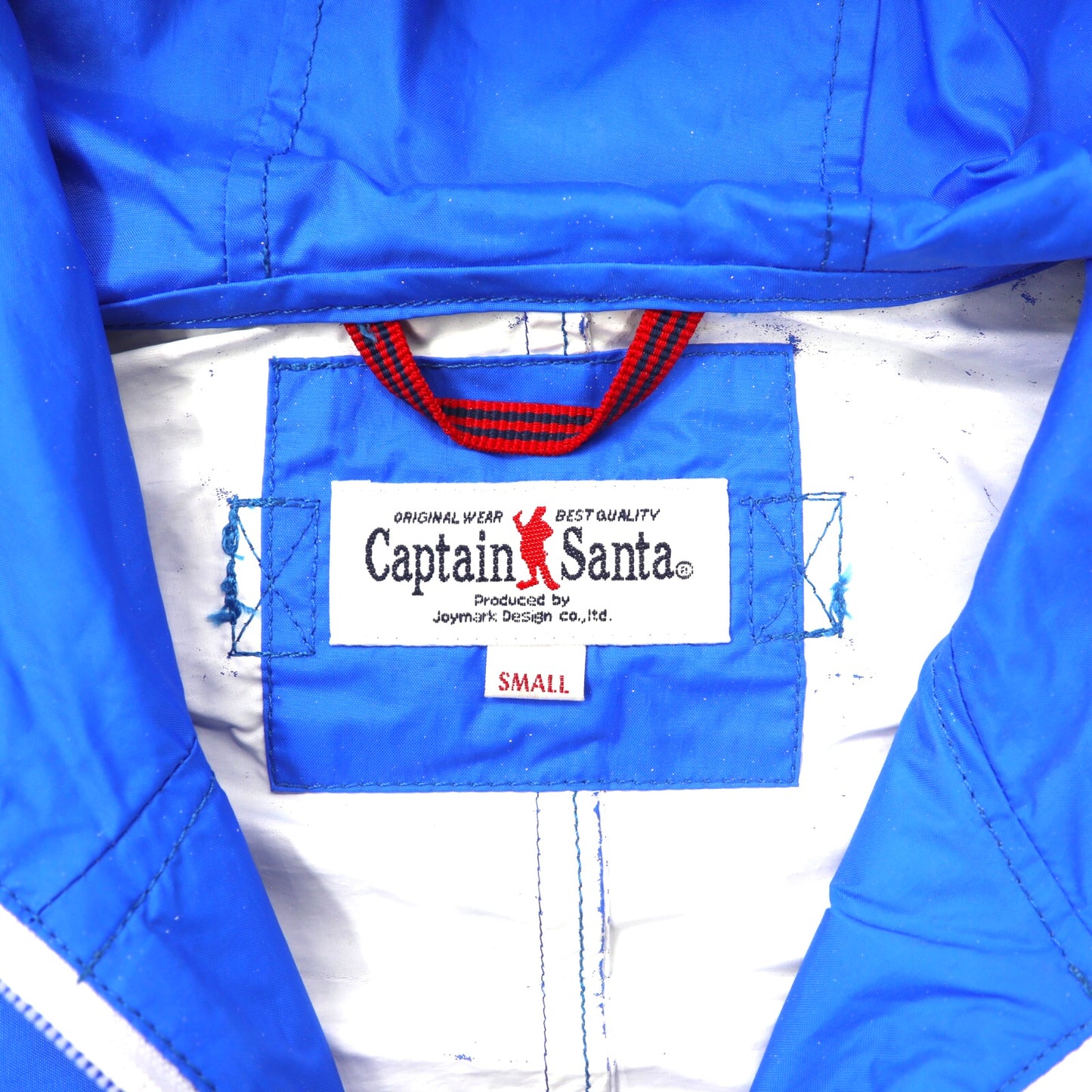 Captain Santa アノラックパーカー S ブルー ナイロン 日本製 ハーフジップ 袖プリント