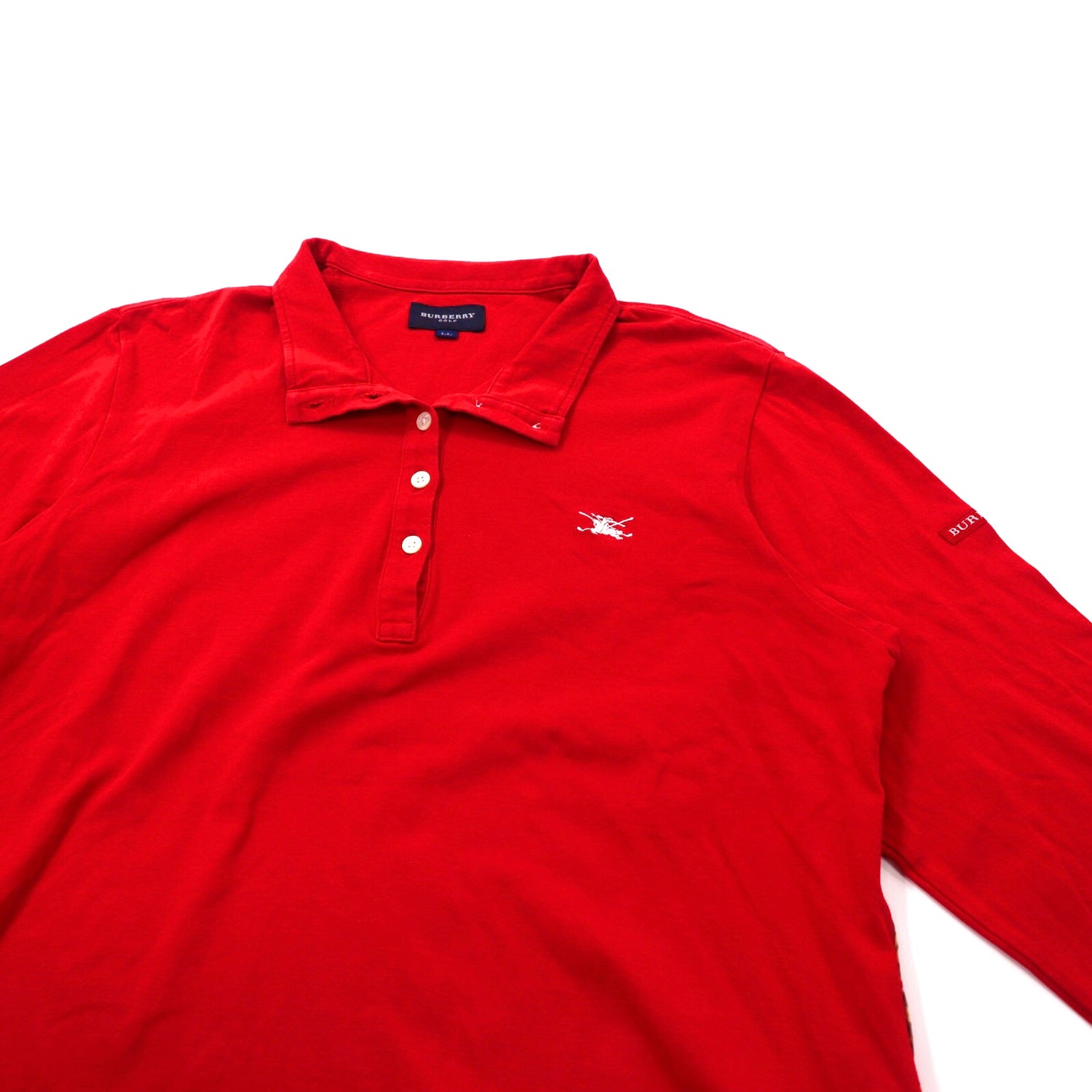 BURBERRY GOLF Long Sleeve T -shirt LL Red Logo Embroidery – 日本然 